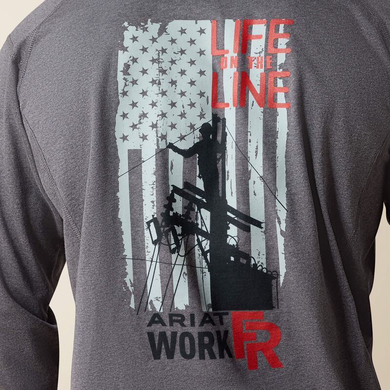 10039429 | FR Air Life on the Line Graphic T-Shirt in Charcoal Heather