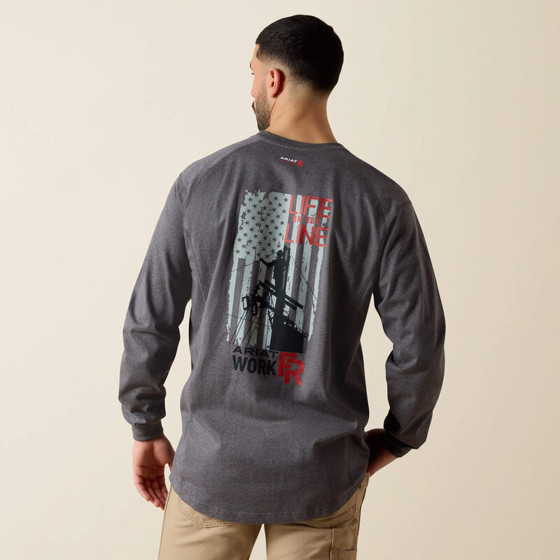 10039429 | FR Air Life on the Line Graphic T-Shirt in Charcoal Heather