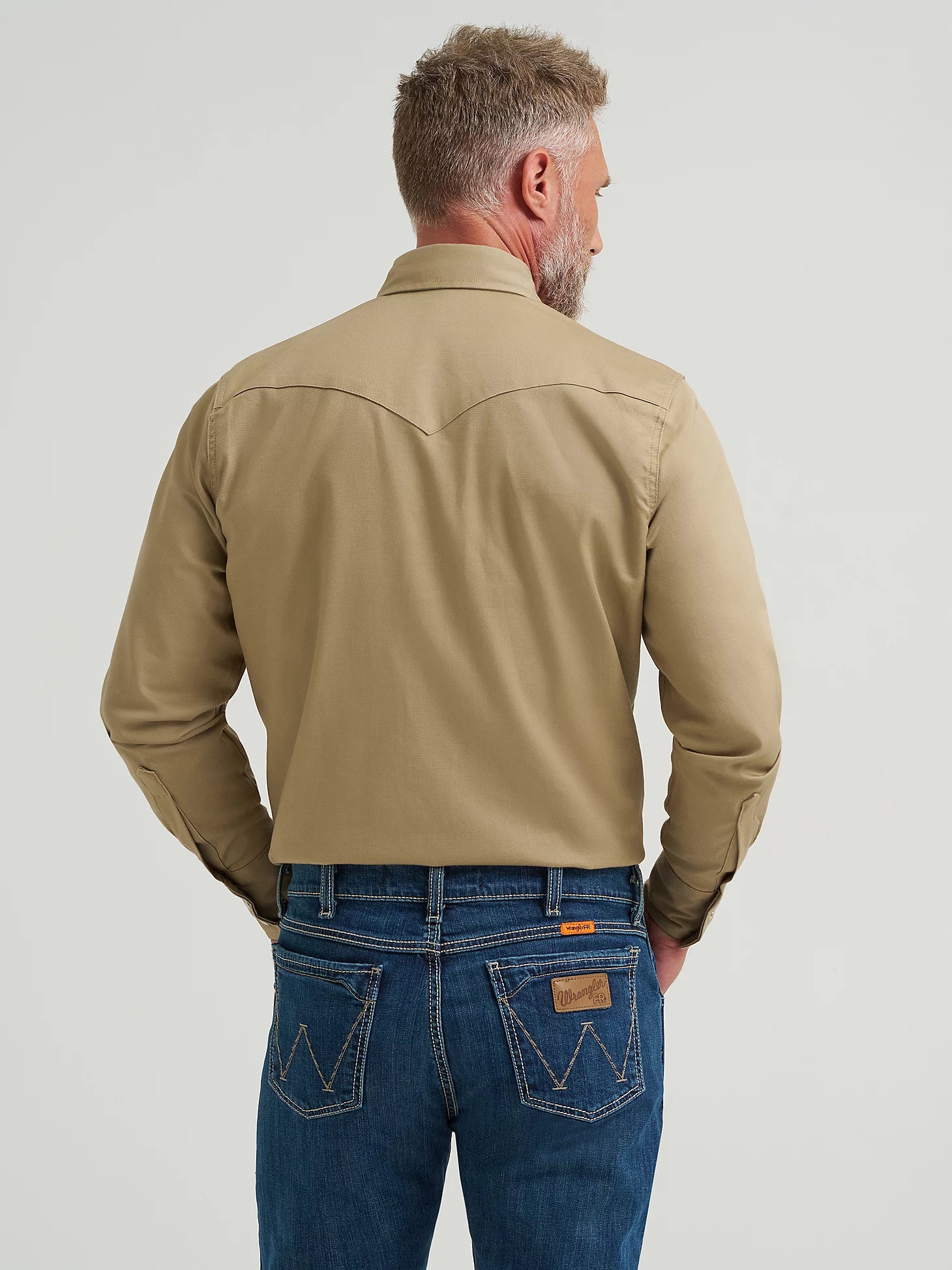 FR12140 | FR Western Snap Solid Twill Work Shirt in Khaki