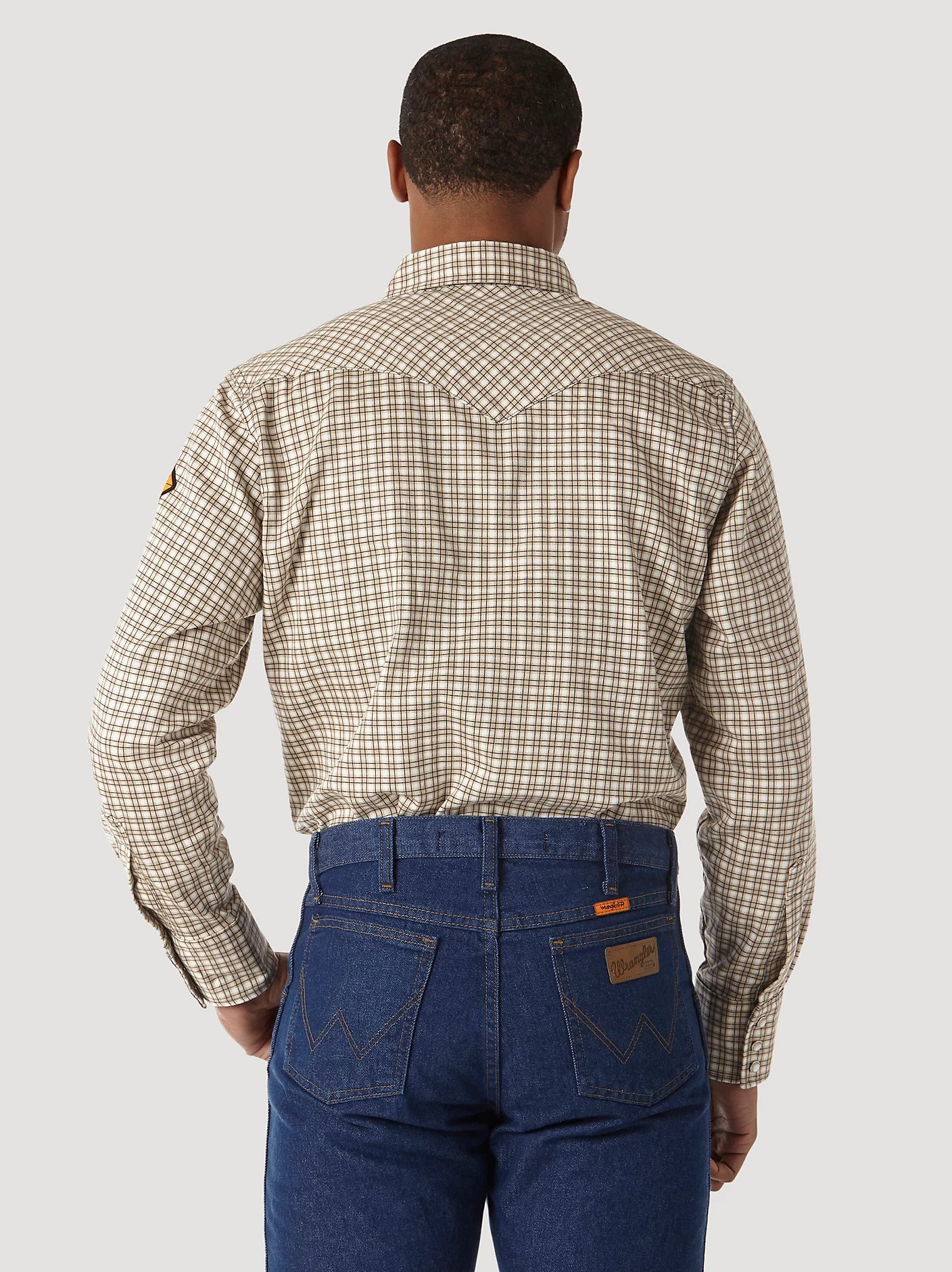 FR124MM | FR Western Snap Plaid Shirt in Khaki/White