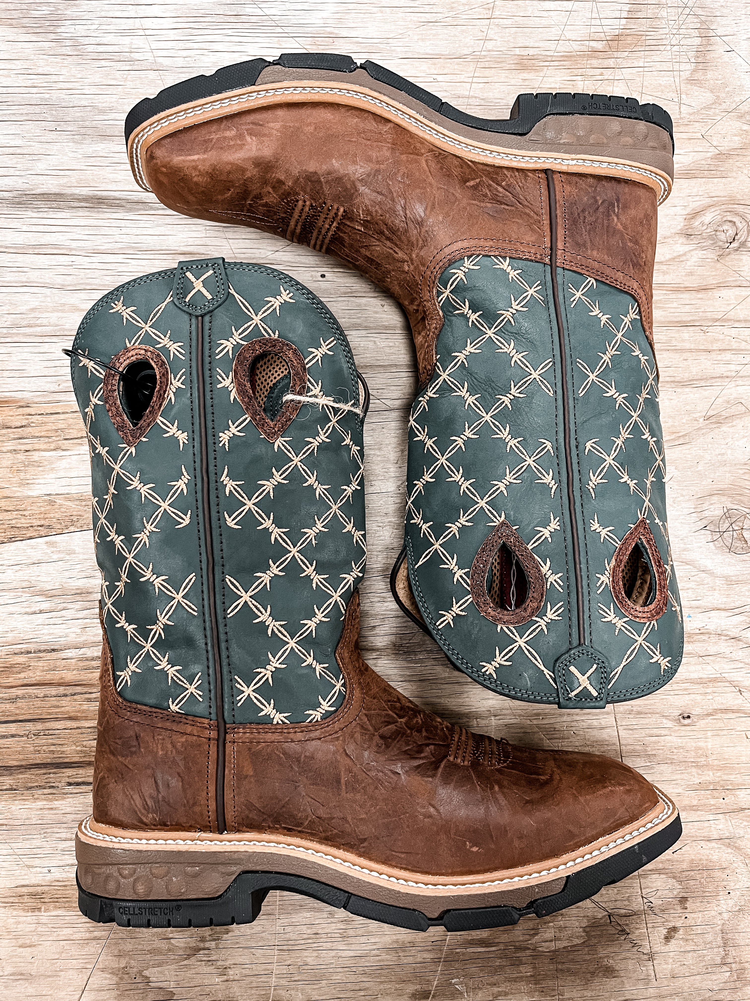 MXB0005 | Barbed Wire Square Toe Western Work Boots
