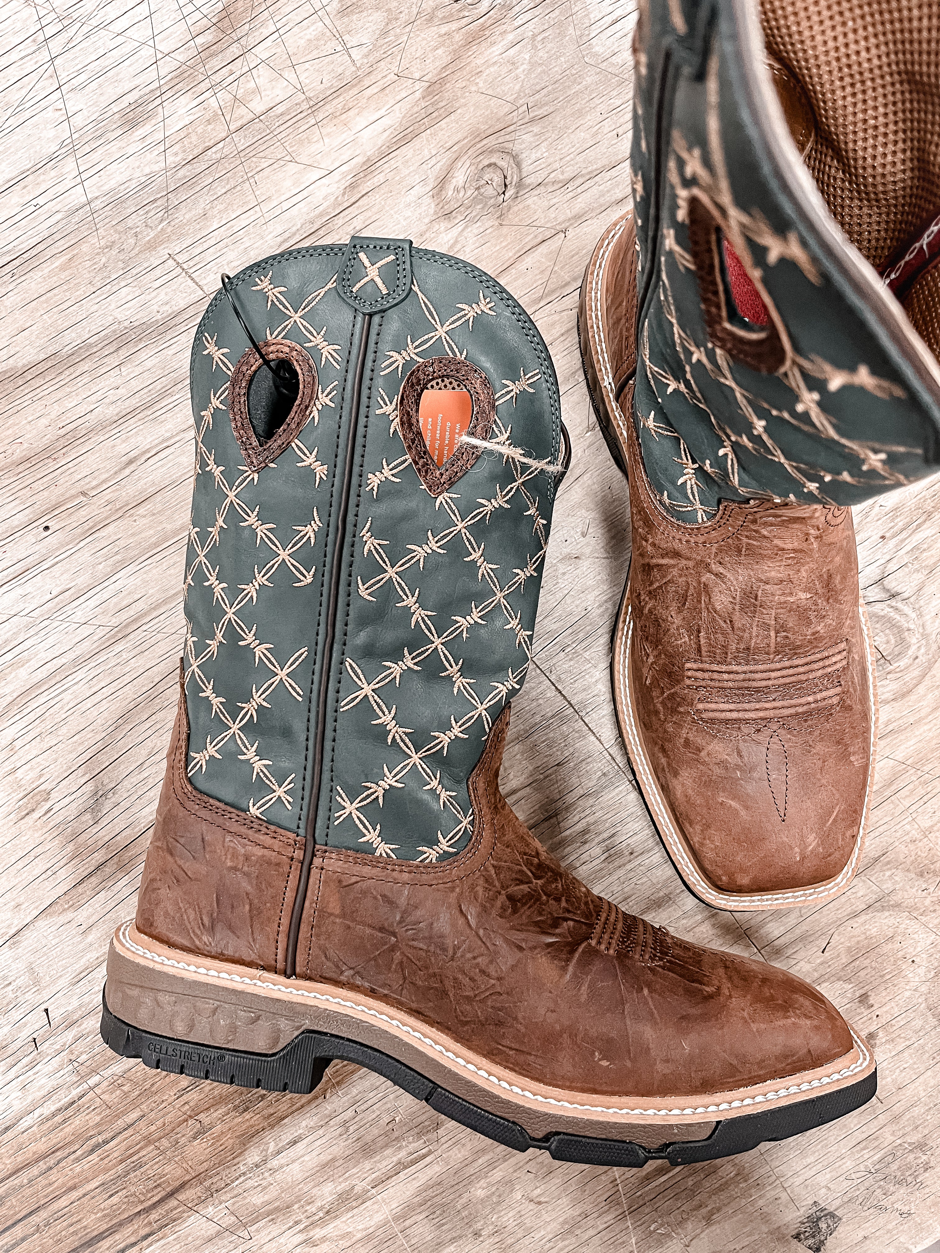 MXB0005 | Barbed Wire Square Toe Western Work Boots
