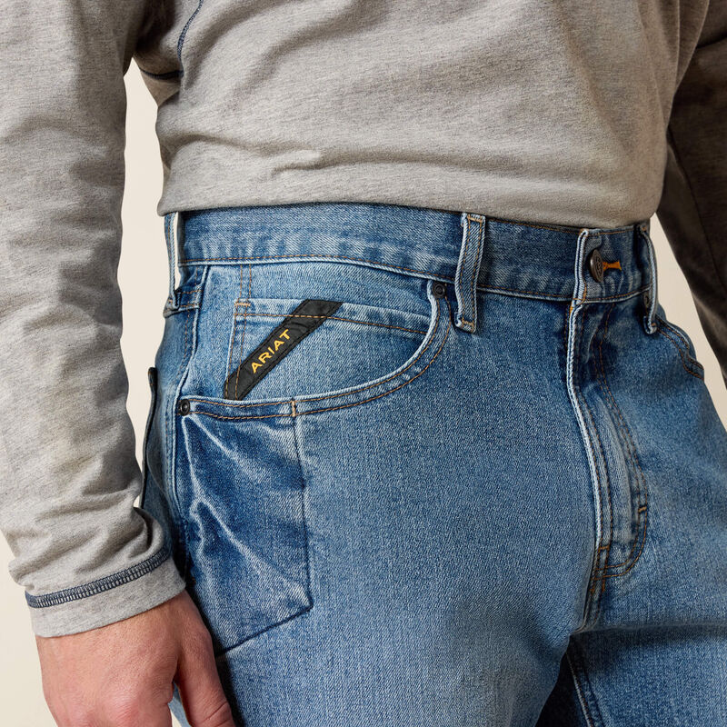 10021854 | Ariat NON-FR Rebar M4 Relaxed DuraStretch Boot Cut Jeans - Blue Haze