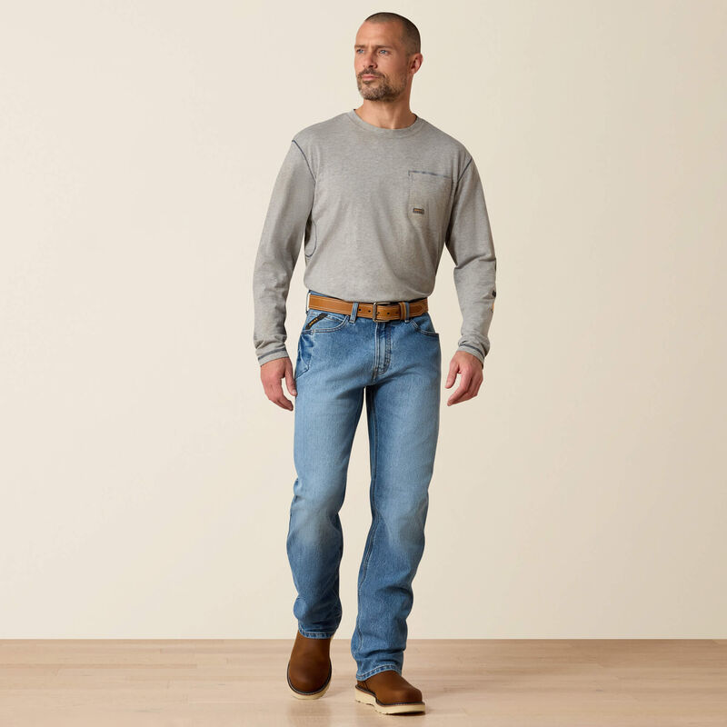 10021854 | Ariat NON-FR Rebar M4 Relaxed DuraStretch Boot Cut Jeans - Blue Haze