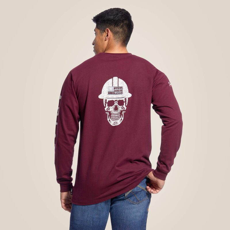10026435 | FR Roughneck Skull Logo T-Shirt in Malbec