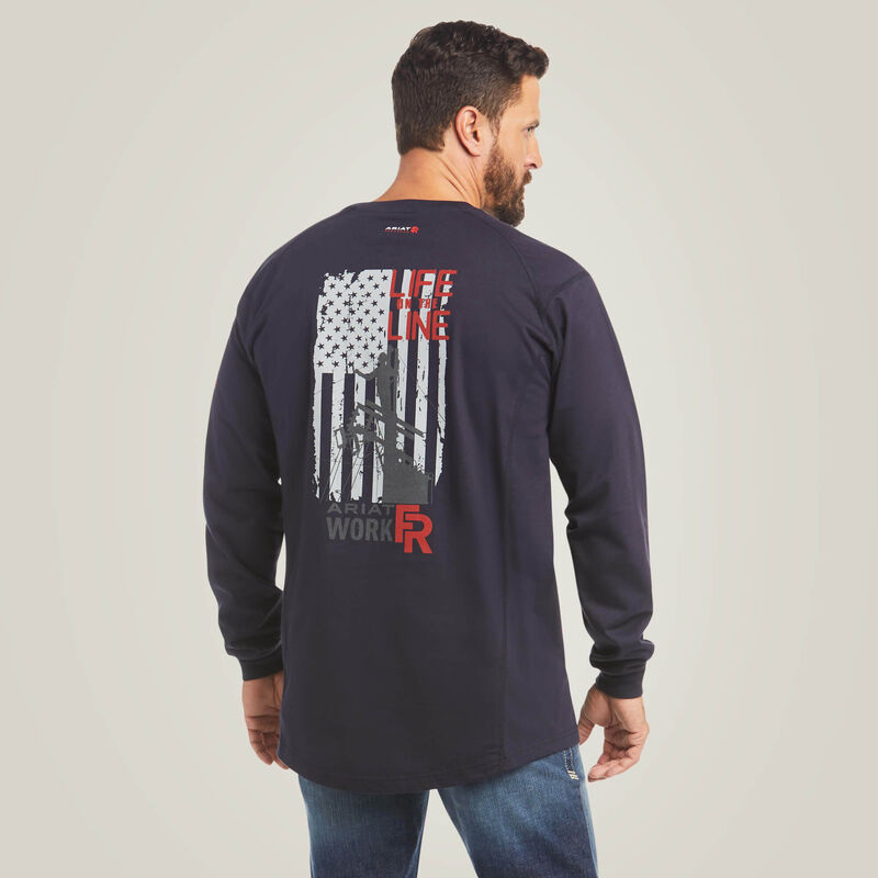 READY TO SHIP - SIZE 2XL TALL ★  10035555 | FR Air Life on the Line Graphic T-Shirt in Navy