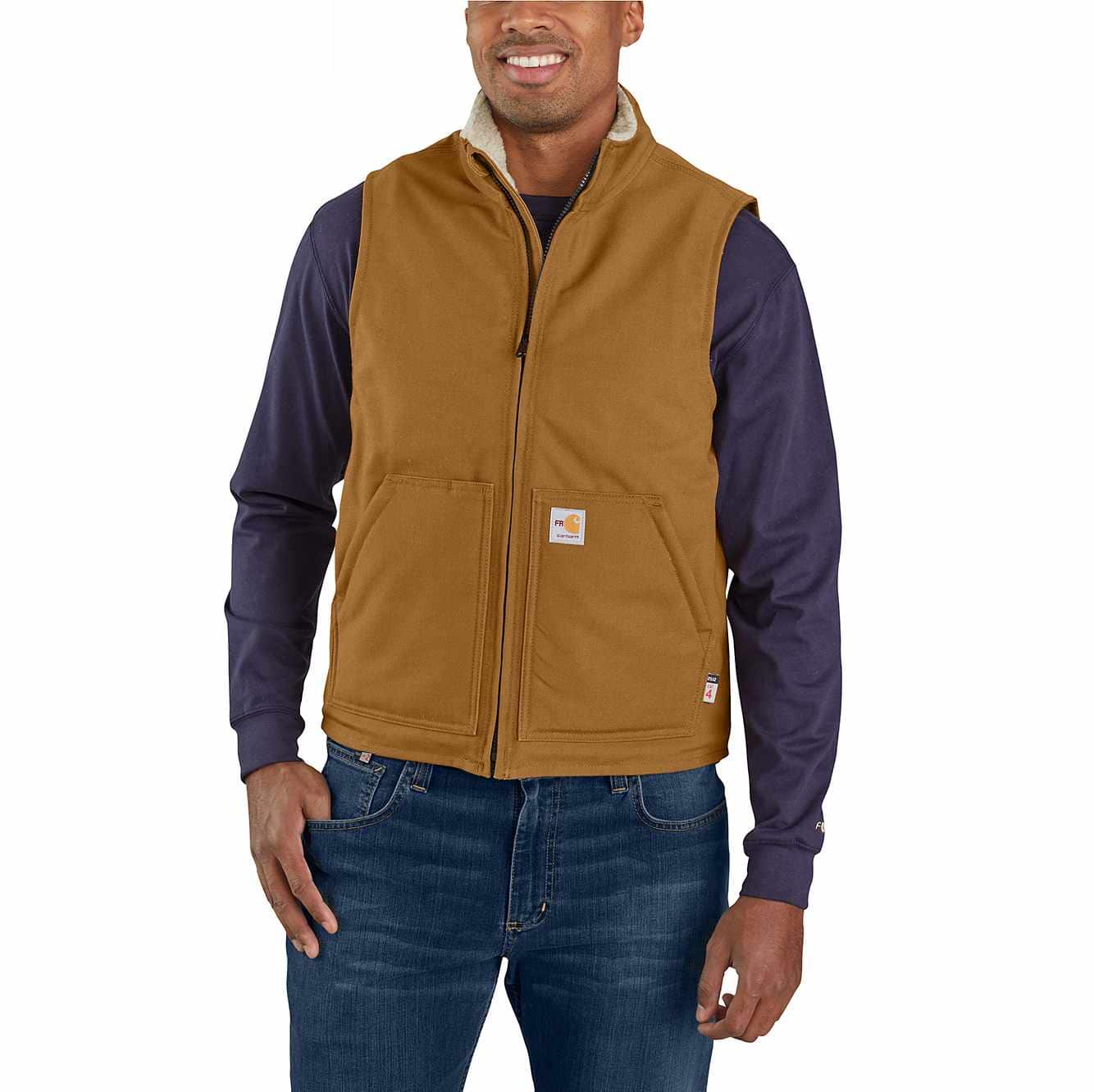 C104981-BRN | FR Duck Sherpa Lined Vest
