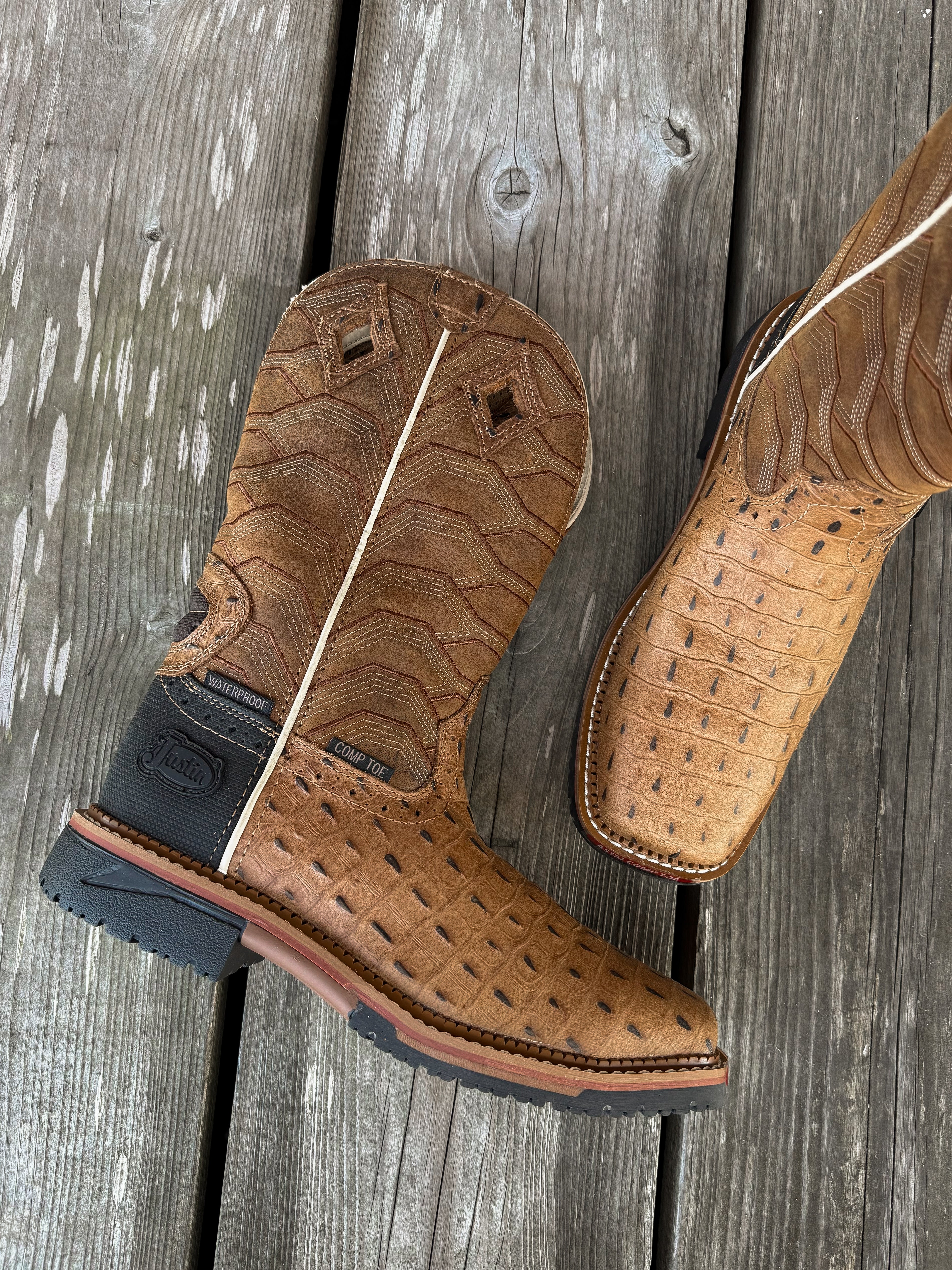 SE4839 | *Croc Print Derrickman Waterproof Square Composite Toe Work Boots
