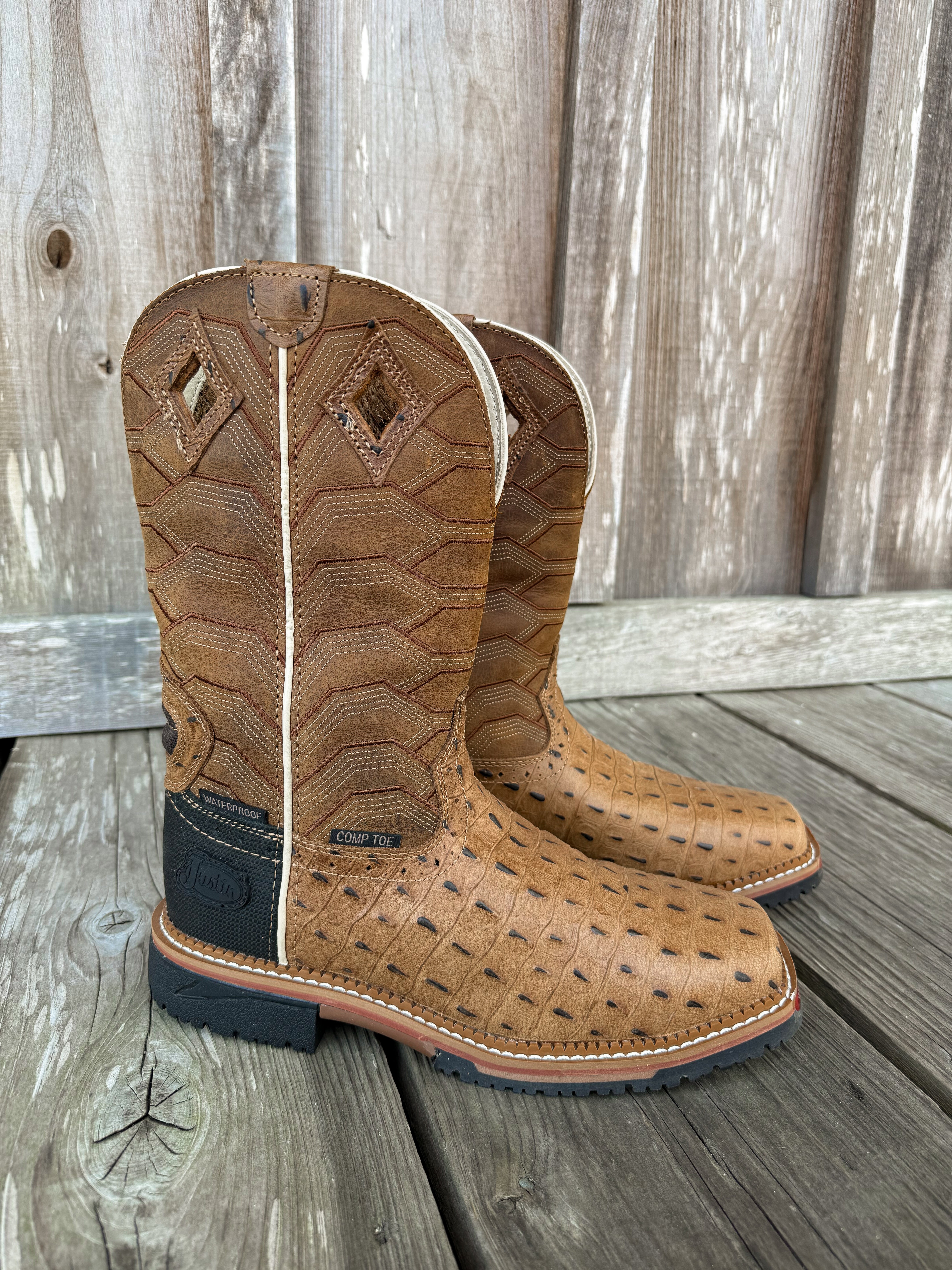 SE4839 | *Croc Print Derrickman Waterproof Square Composite Toe Work Boots
