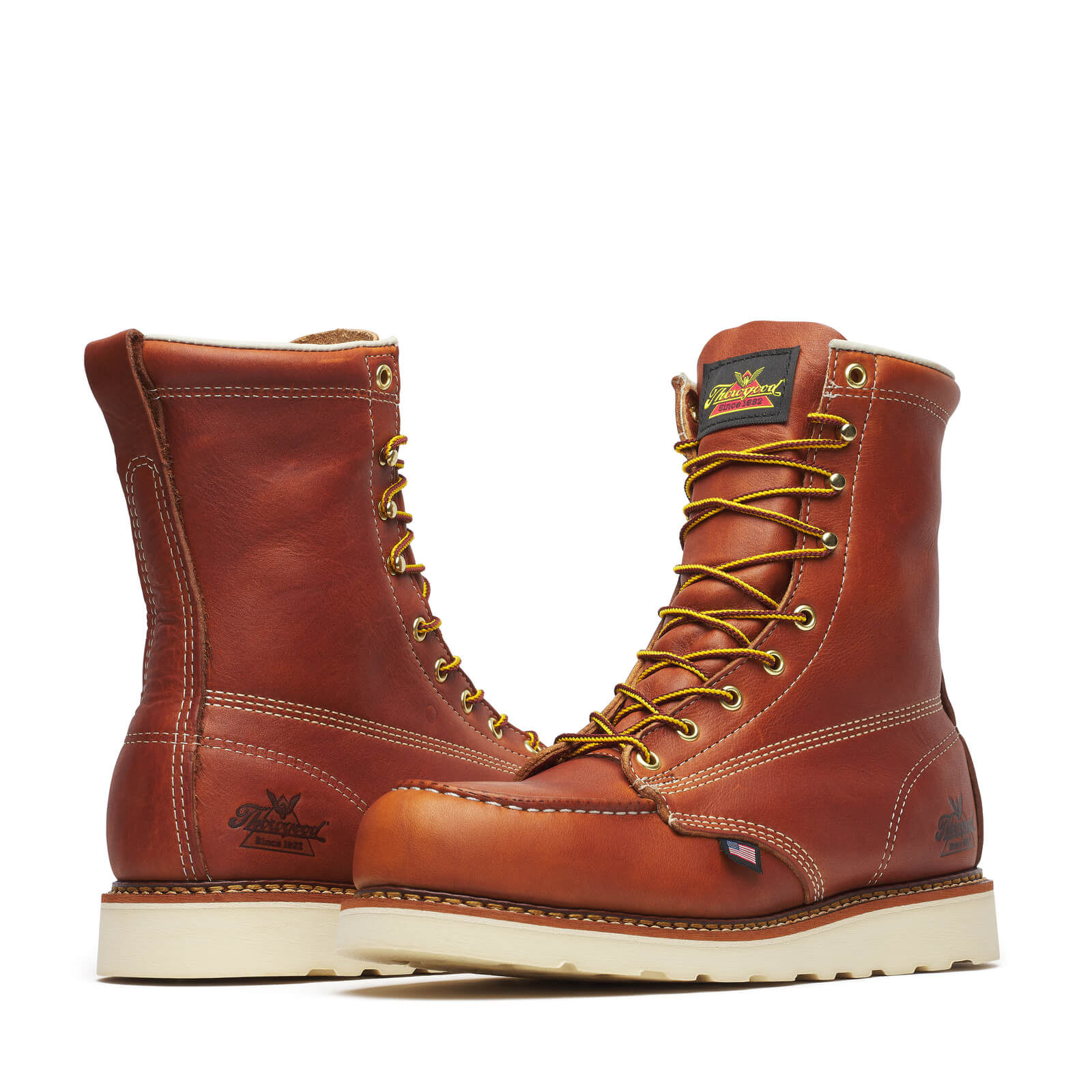 804-4208 | American Heritage  8″ Tobacco Steel Toe Work Boots