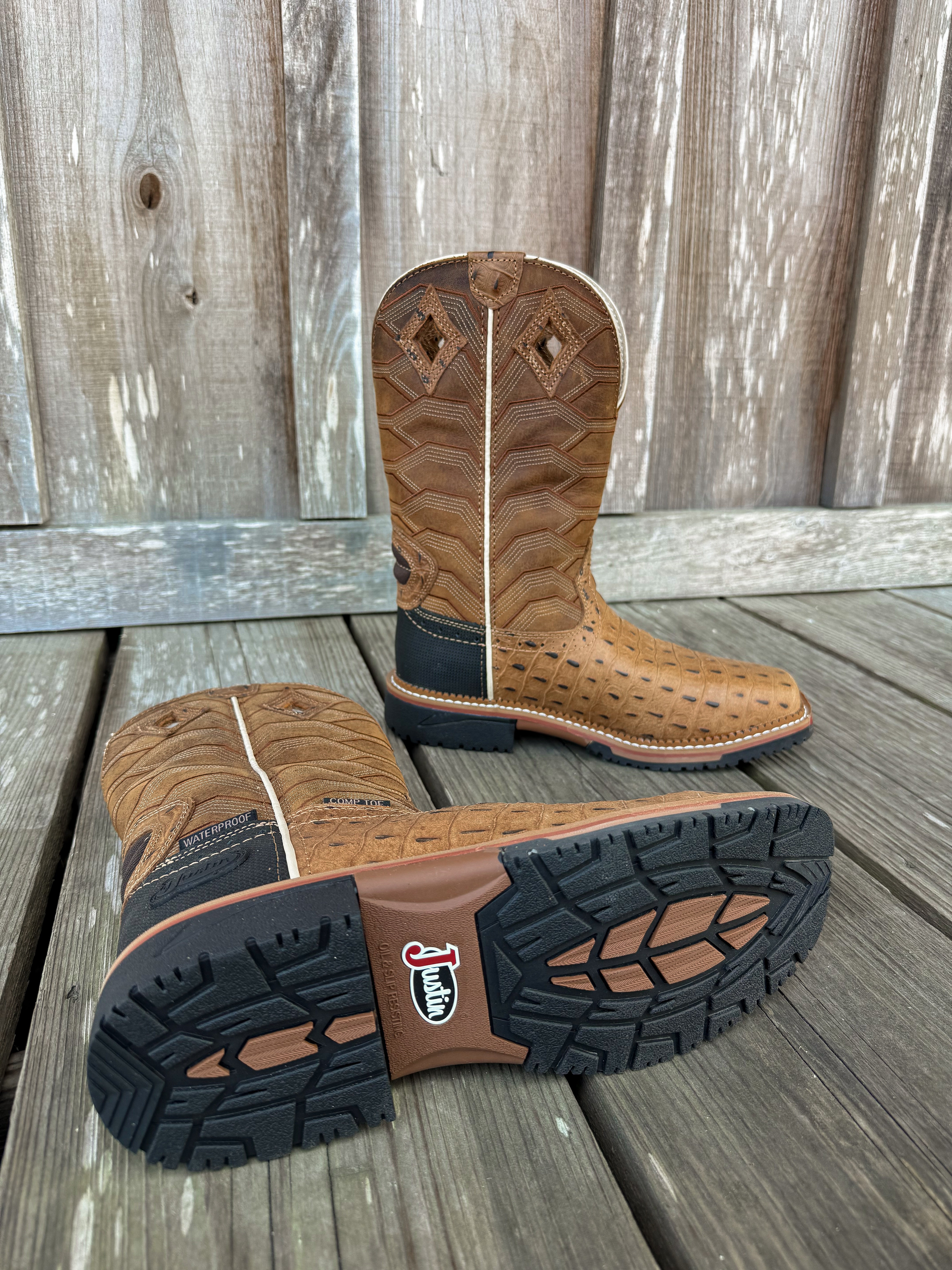 SE4839 | *Croc Print Derrickman Waterproof Square Composite Toe Work Boots