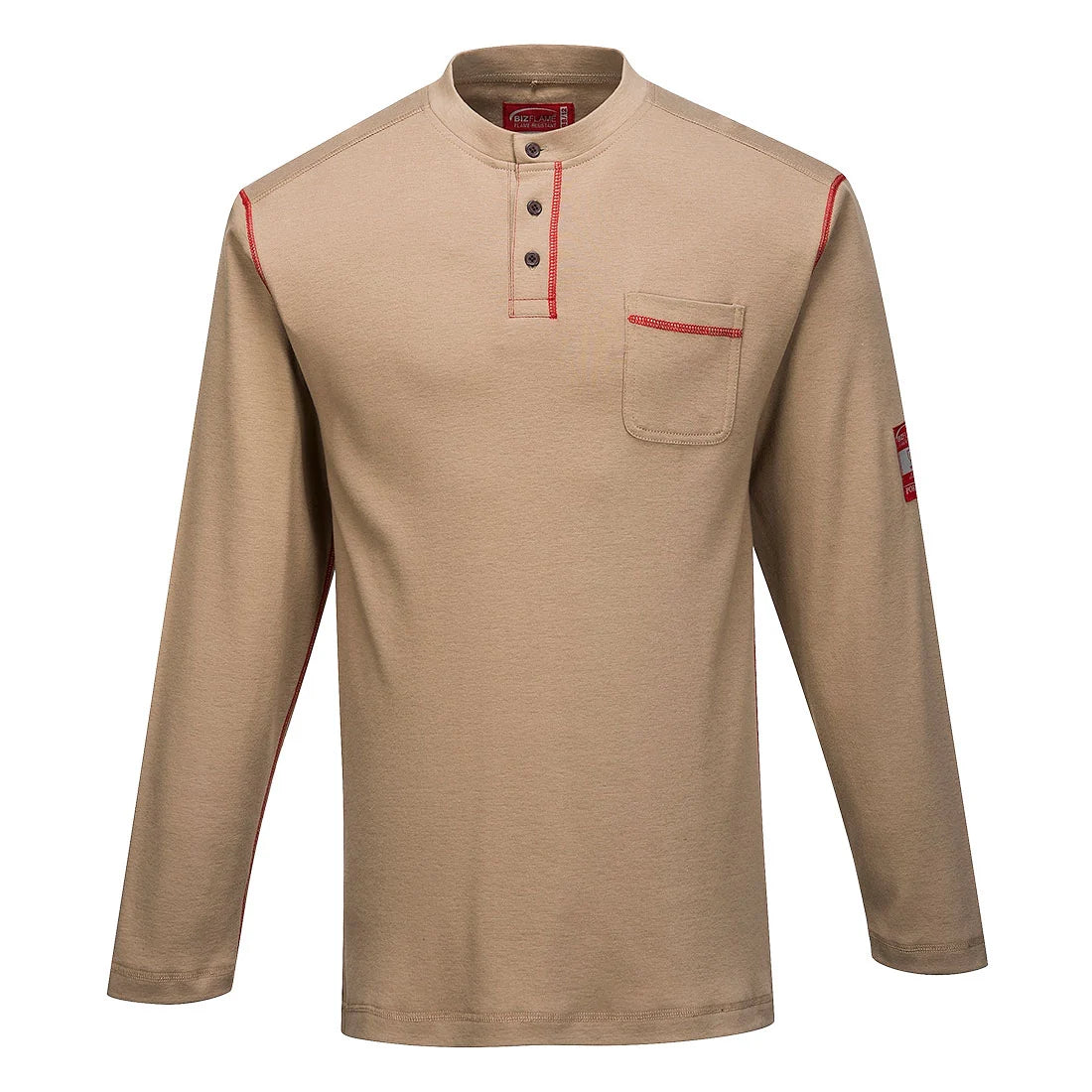FR02GRR | FR Bizflame Knit Henley in Khaki