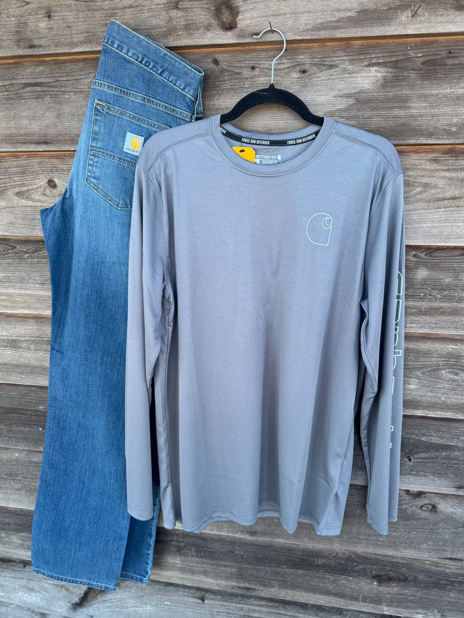 106164-Stl | Force Sun Defender Lightweight Long-Sleeve Logo Graphic T-Shirt in Steel