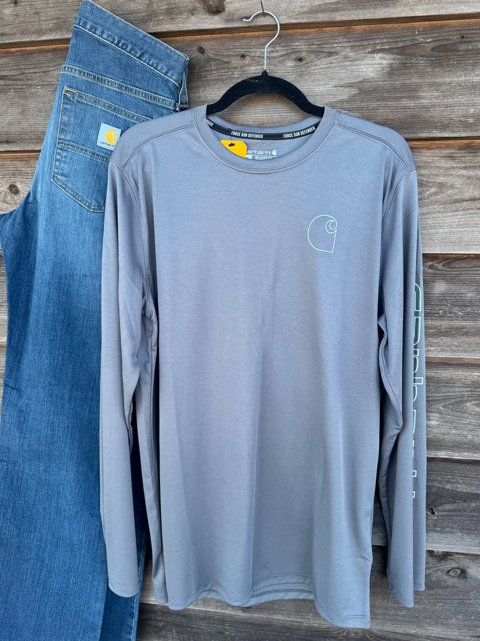 106164-Stl | Force Sun Defender Lightweight Long-Sleeve Logo Graphic T-Shirt in Steel