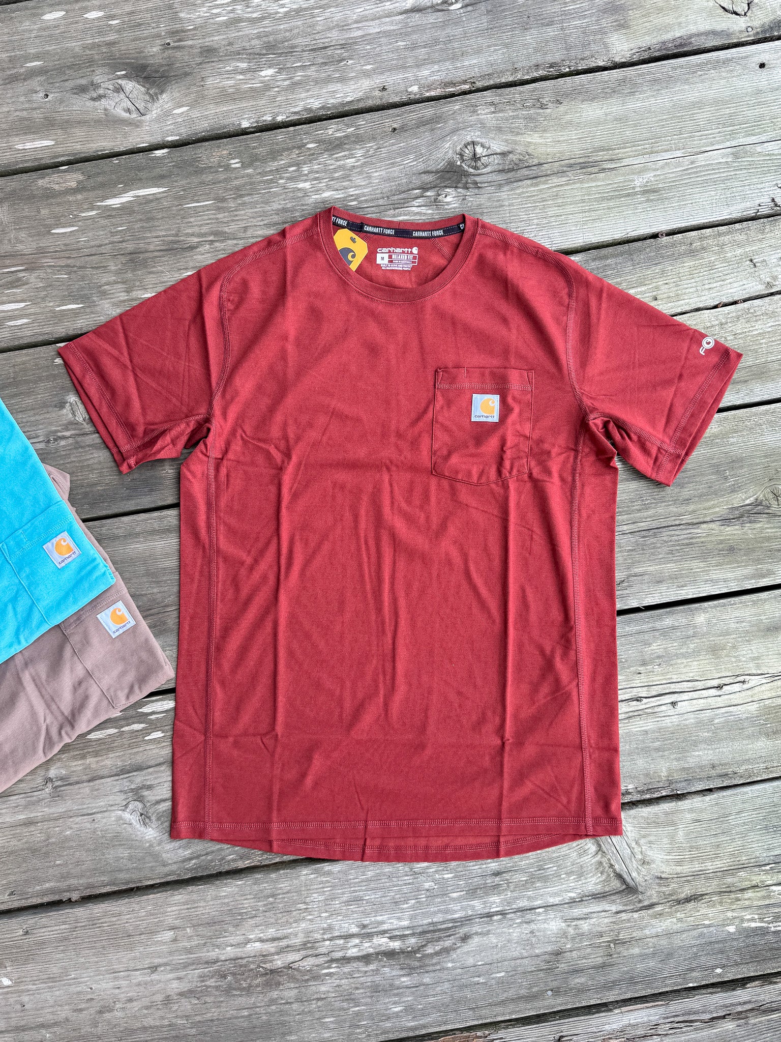 106652-Rd9 | Force Relaxed Fit Short-Sleeve Pocket T-Shirt in Dark Spice Red Heather