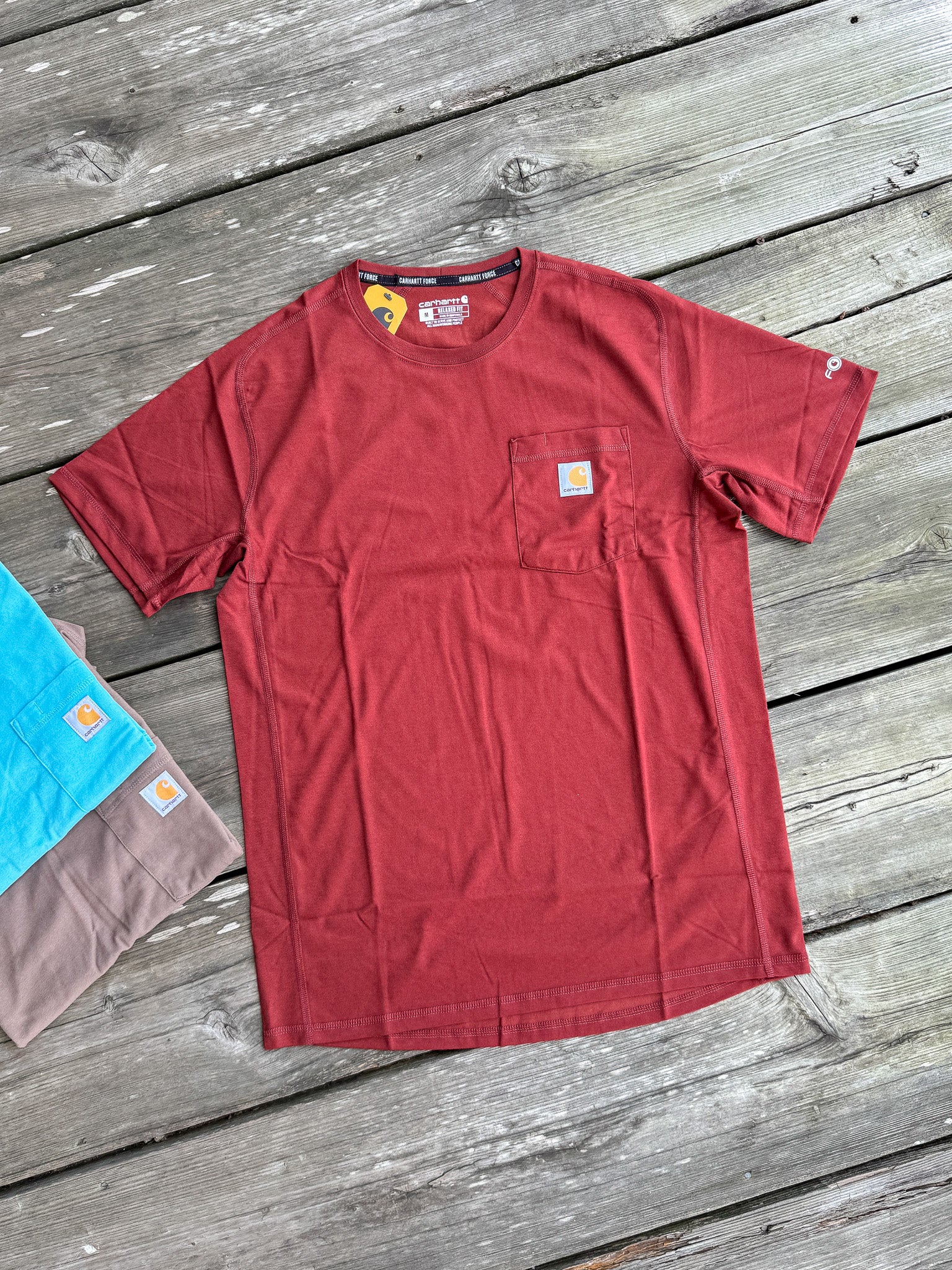 106652-Rd9 | Force Relaxed Fit Short-Sleeve Pocket T-Shirt in Dark Spice Red Heather