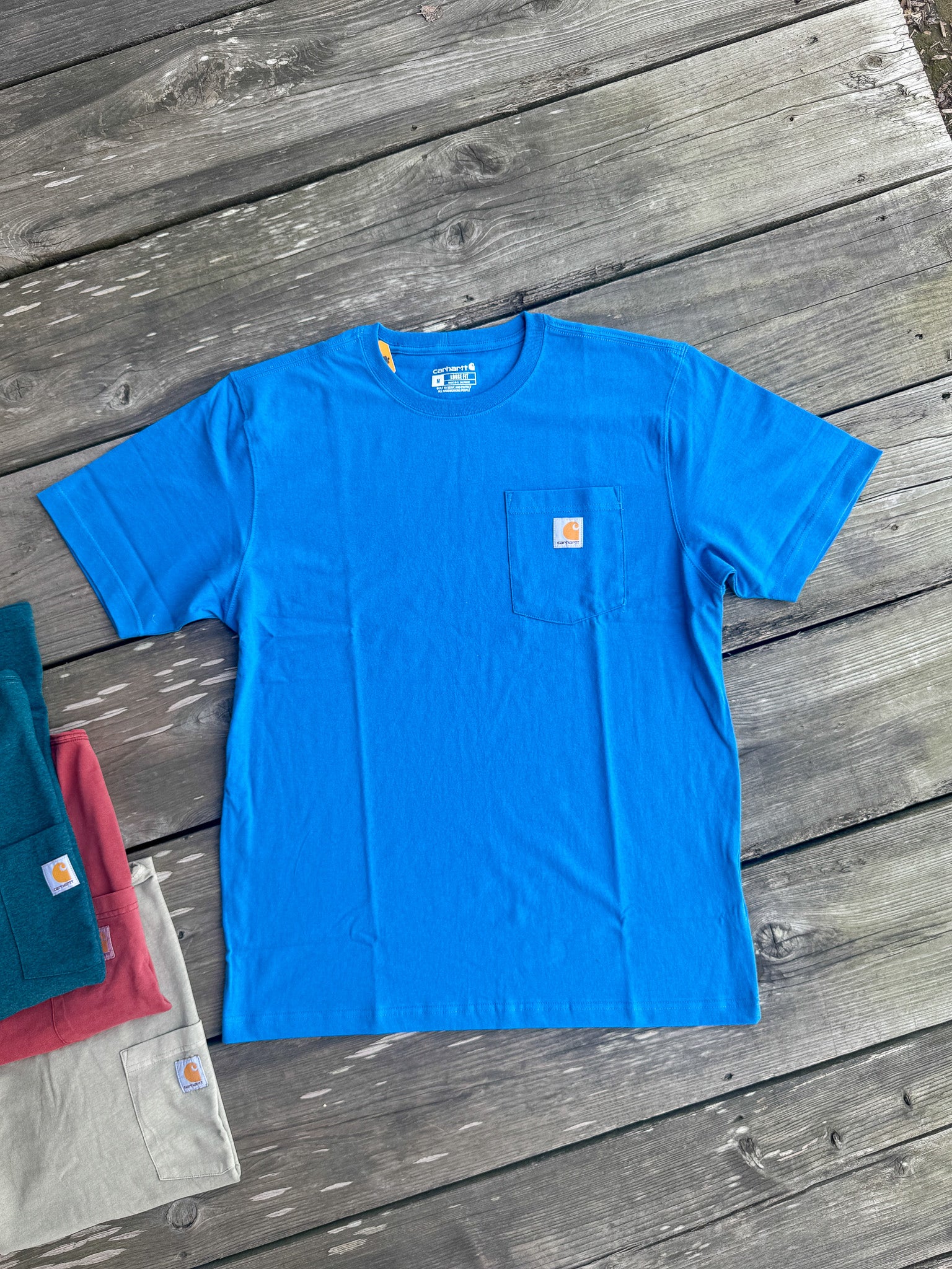 K87-HO6 | Loose Fit Heavyweight Short-Sleeve Pocket T-Shirt in Horizon Blue