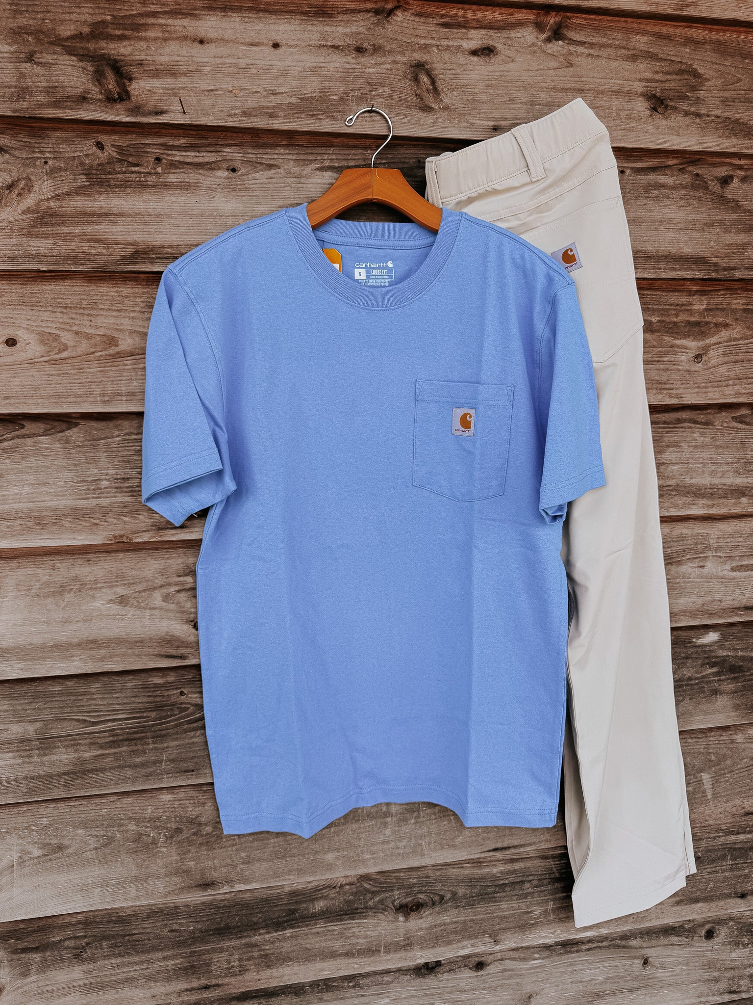 K87-HS2 | Loose Fit Heavyweight Short-Sleeve Pocket T-Shirt in Tranquil Blue