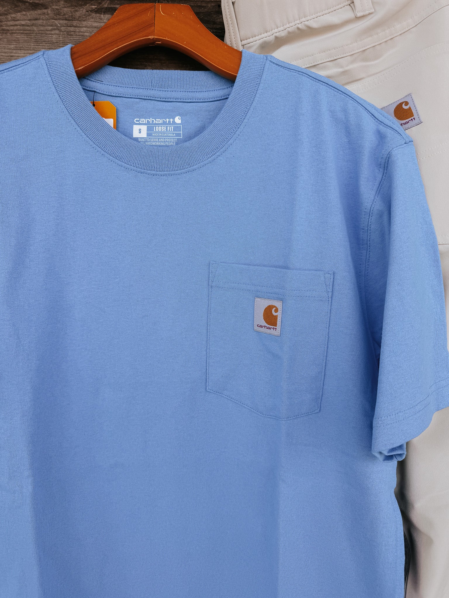 K87-HS2 | Loose Fit Heavyweight Short-Sleeve Pocket T-Shirt in Tranquil Blue