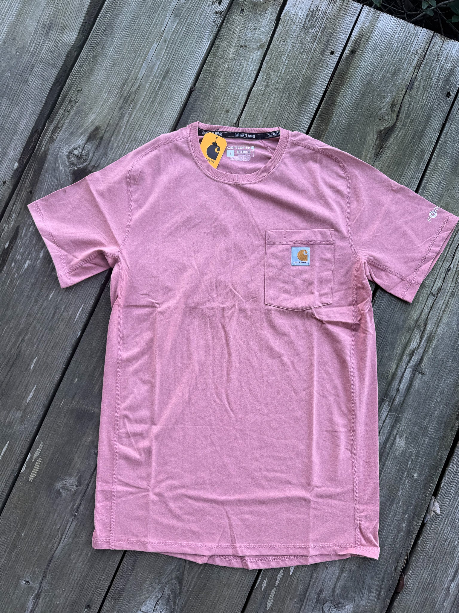 106652-P54 | Force Relaxed Fit Midweight Short Sleeve Pocket T-Shirt in Rose Tint
