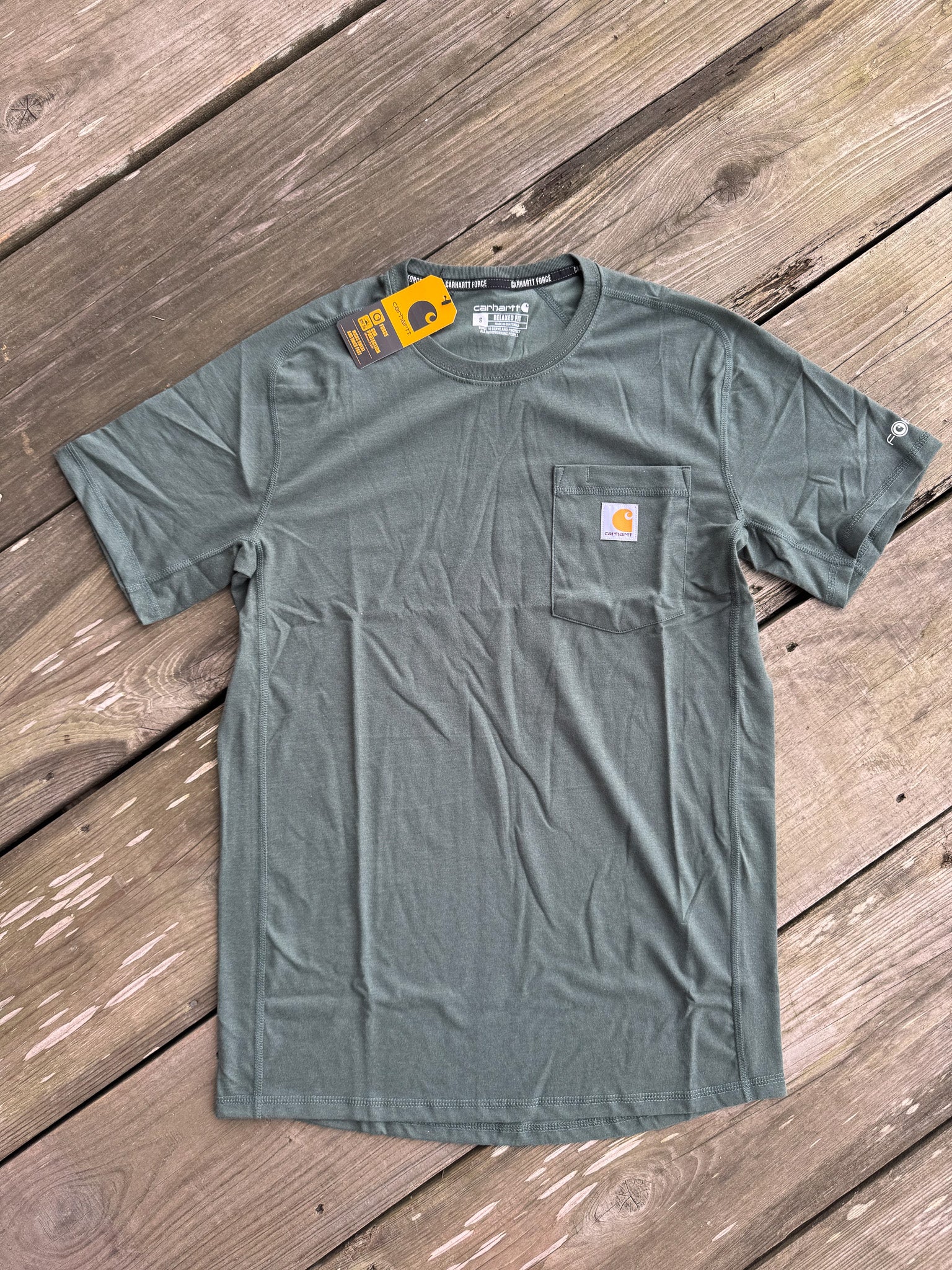 106652-GI6 | Force Relaxed Fit Midweight Pocket T-Shirt in Forestry Heather Green