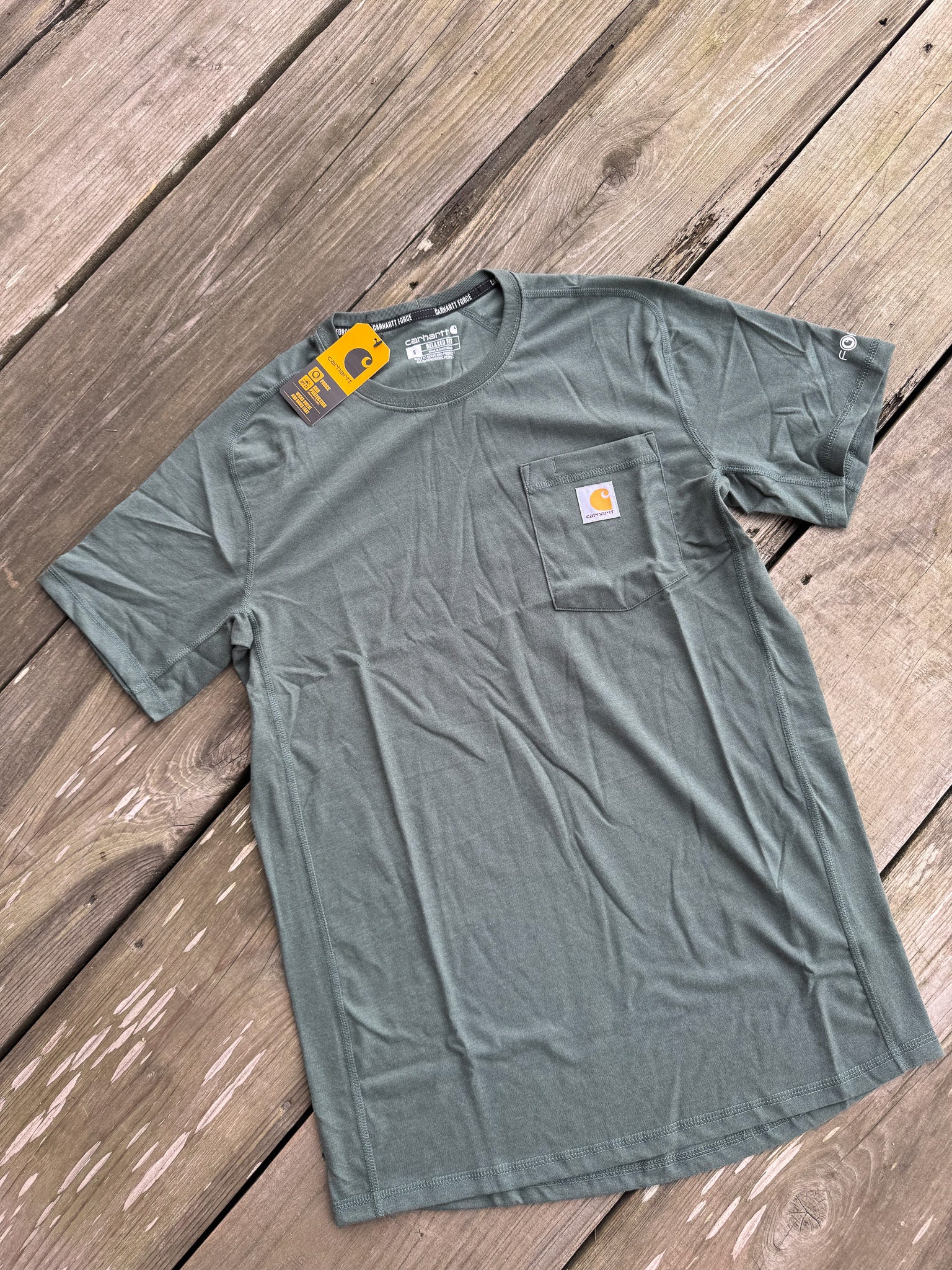 106652-GI6 | Force Relaxed Fit Midweight Pocket T-Shirt in Forestry Heather Green
