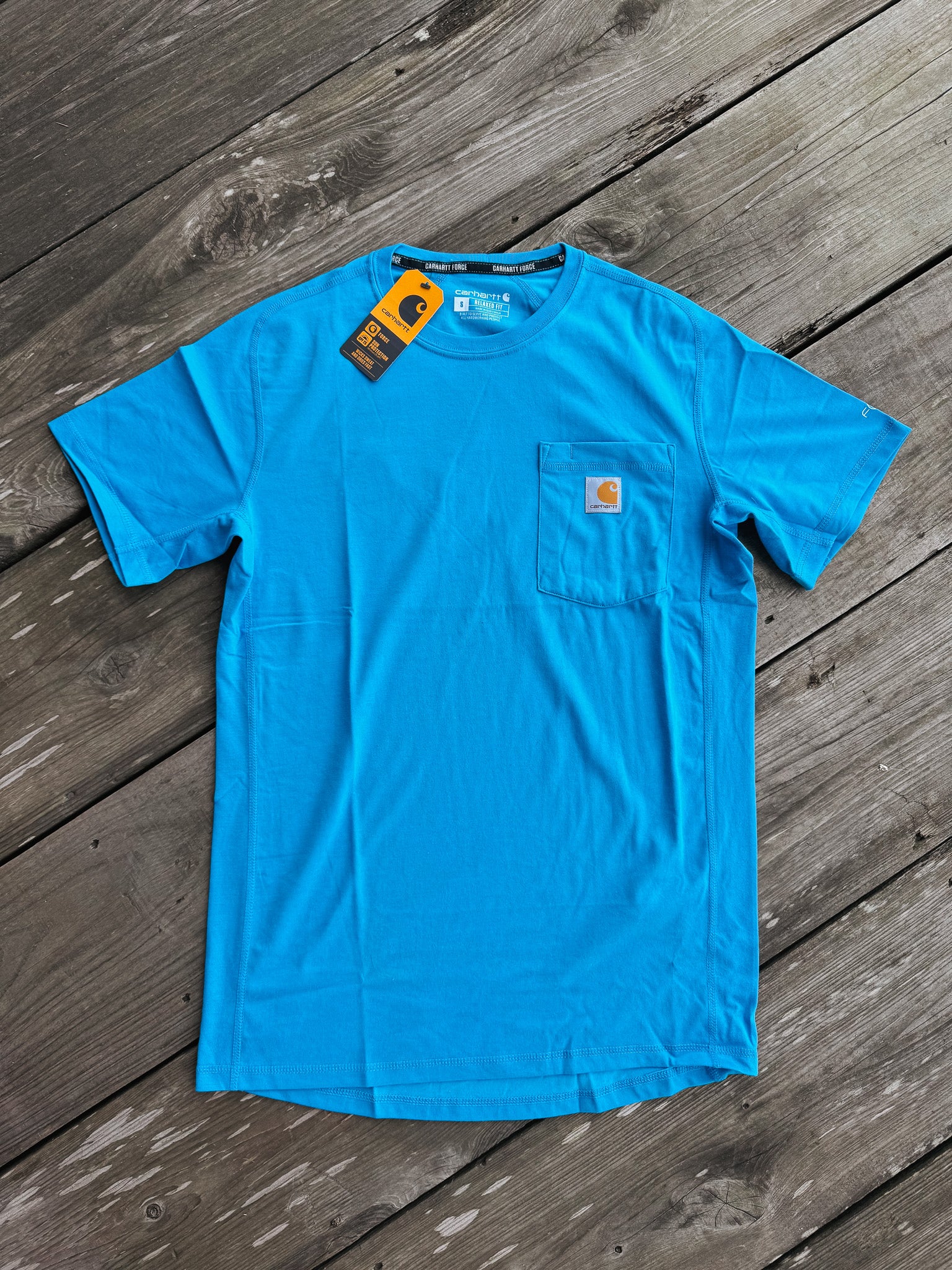106652-Hl5 | Force Relaxed Fit Midweight Short Sleeve Pocket T-Shirt in Engineer Blue Heather