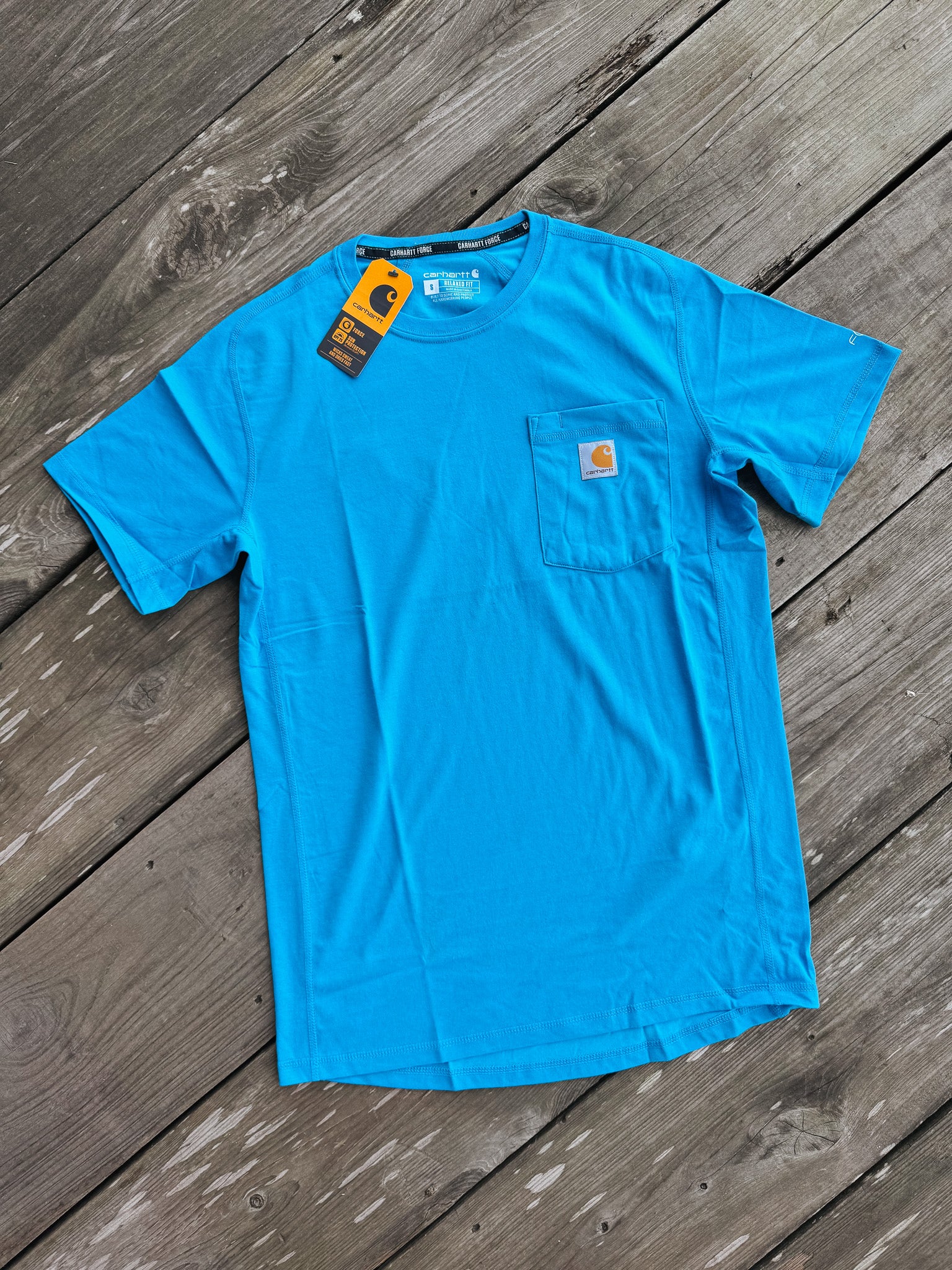106652-Hl5 | Force Relaxed Fit Midweight Short Sleeve Pocket T-Shirt in Engineer Blue Heather