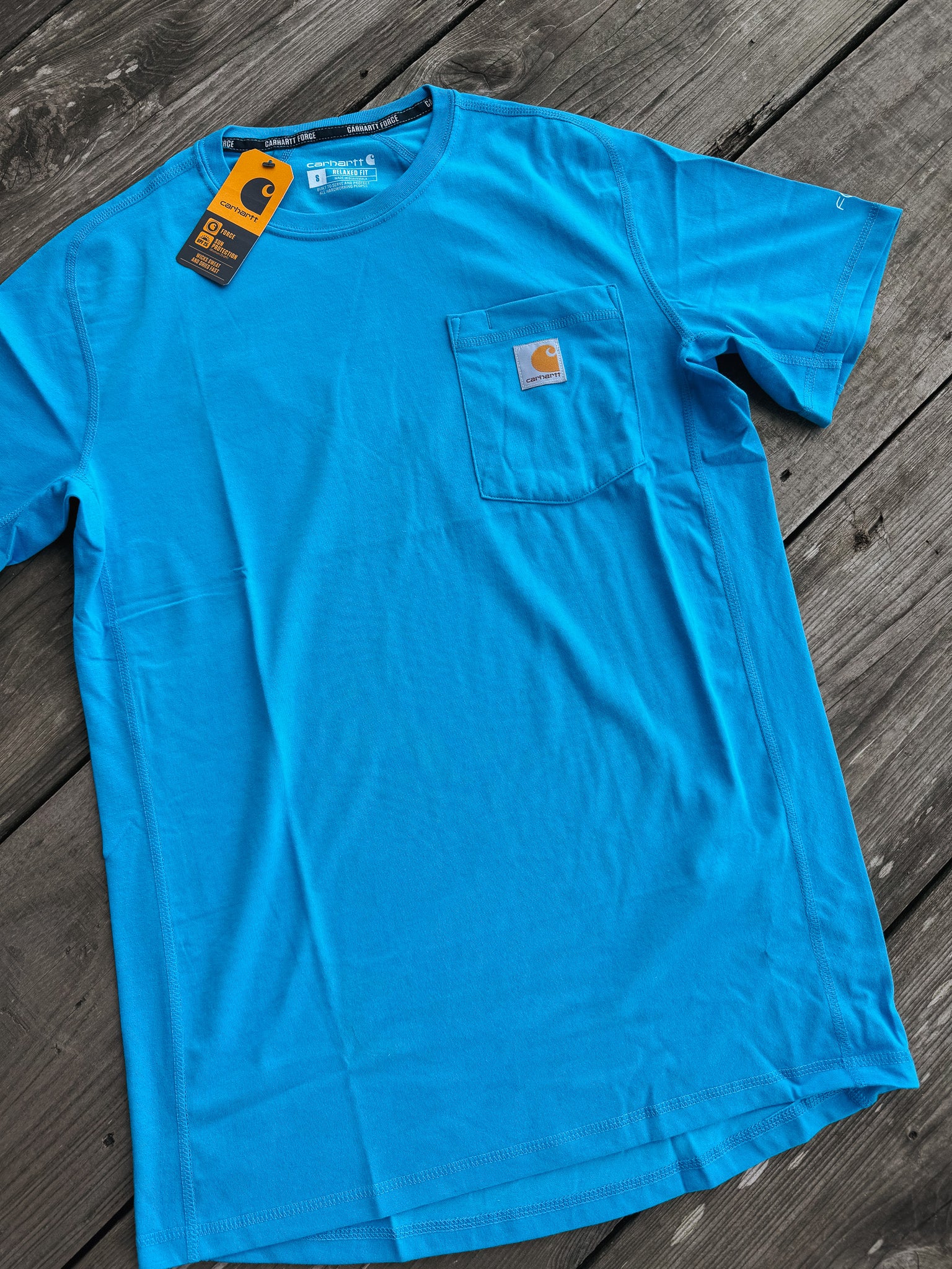 106652-Hl5 | Force Relaxed Fit Midweight Short Sleeve Pocket T-Shirt in Engineer Blue Heather