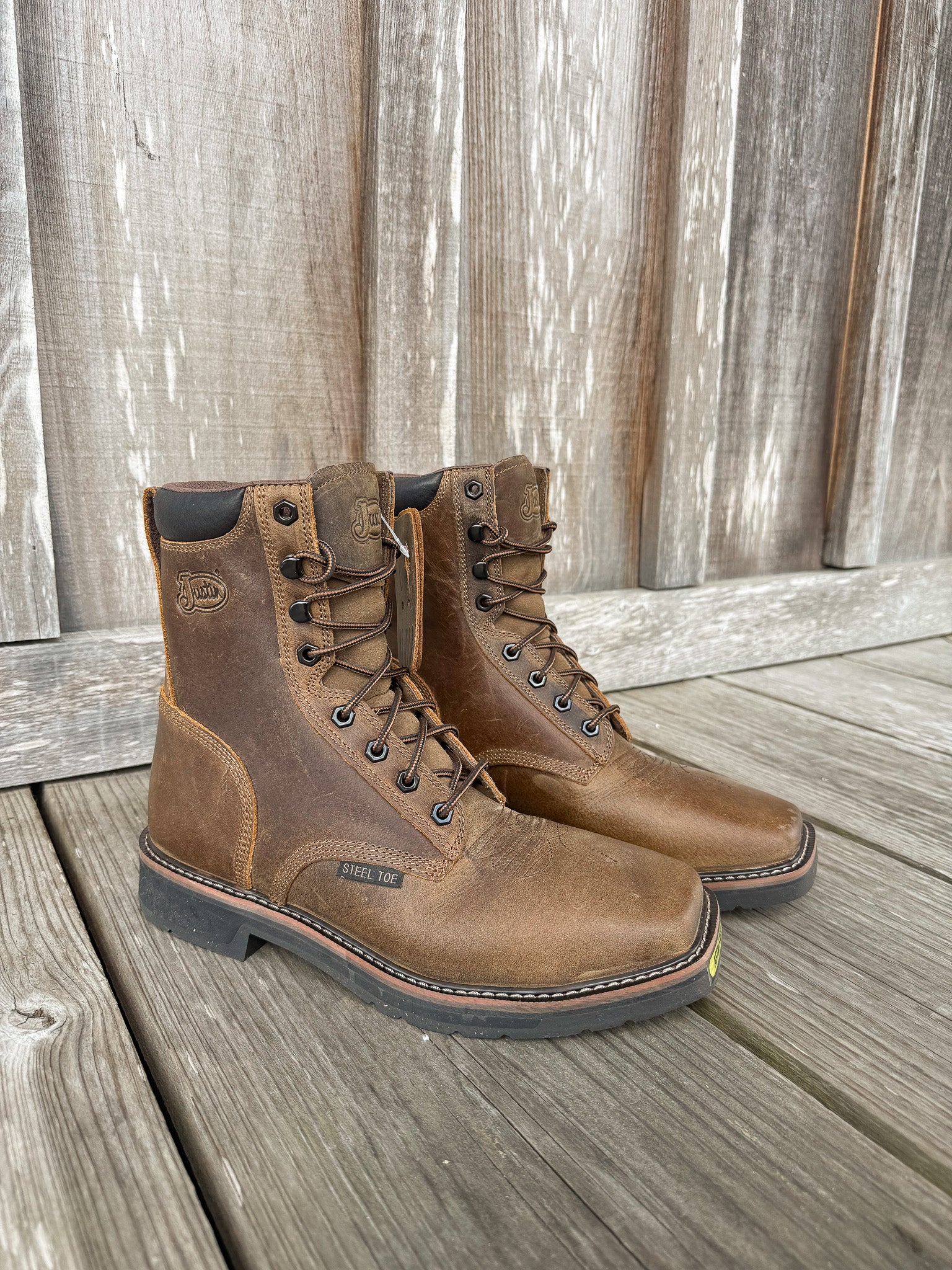 SE682 | Pulley Lace Up Square Steel Toe Work Boots