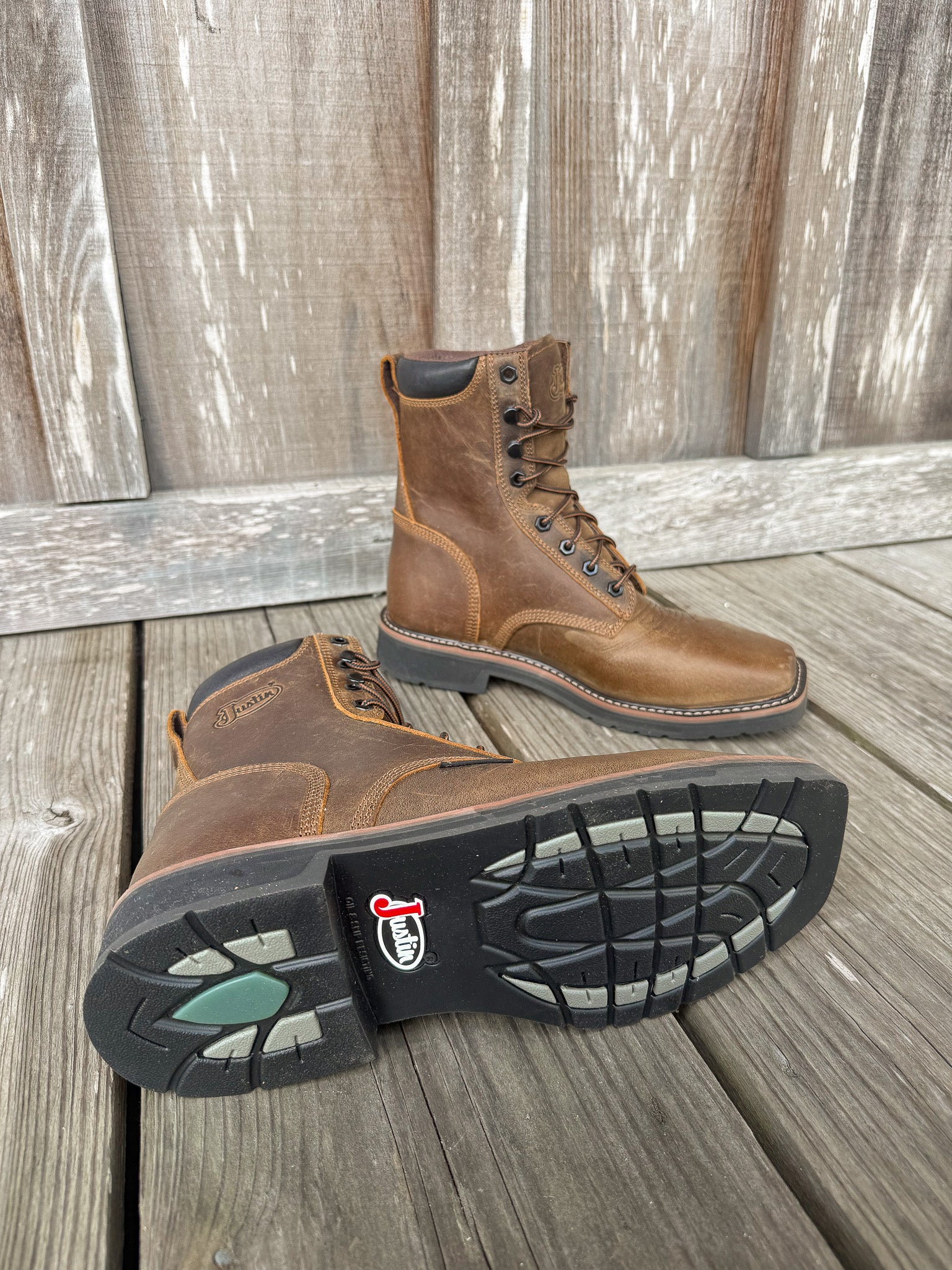 SE682 | Pulley Lace Up Square Steel Toe Work Boots