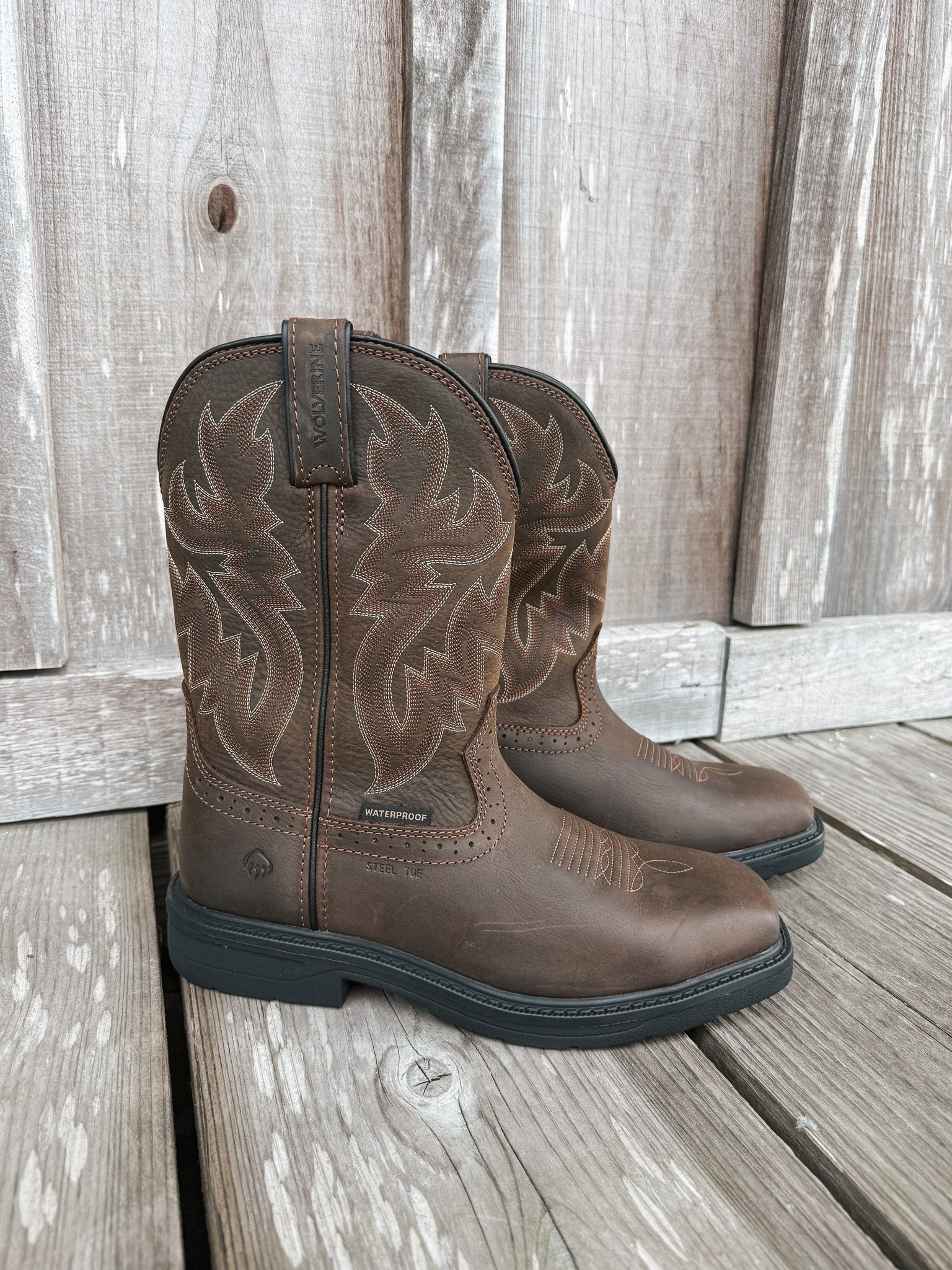 W251049 | Rancher Level Waterproof Square Steel Toe Wellington Boots