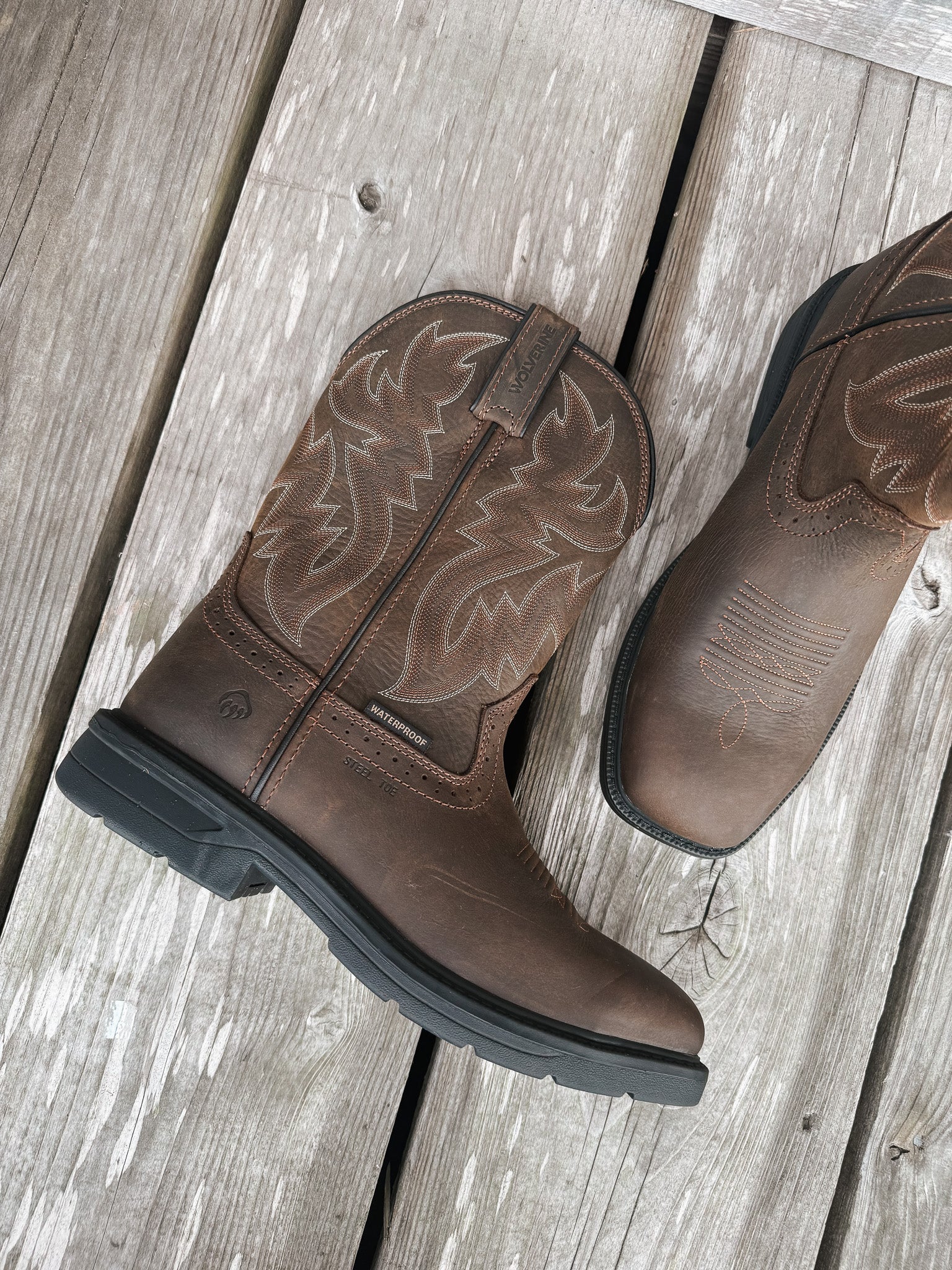 W251049 | Rancher Level Waterproof Square Steel Toe Wellington Boots