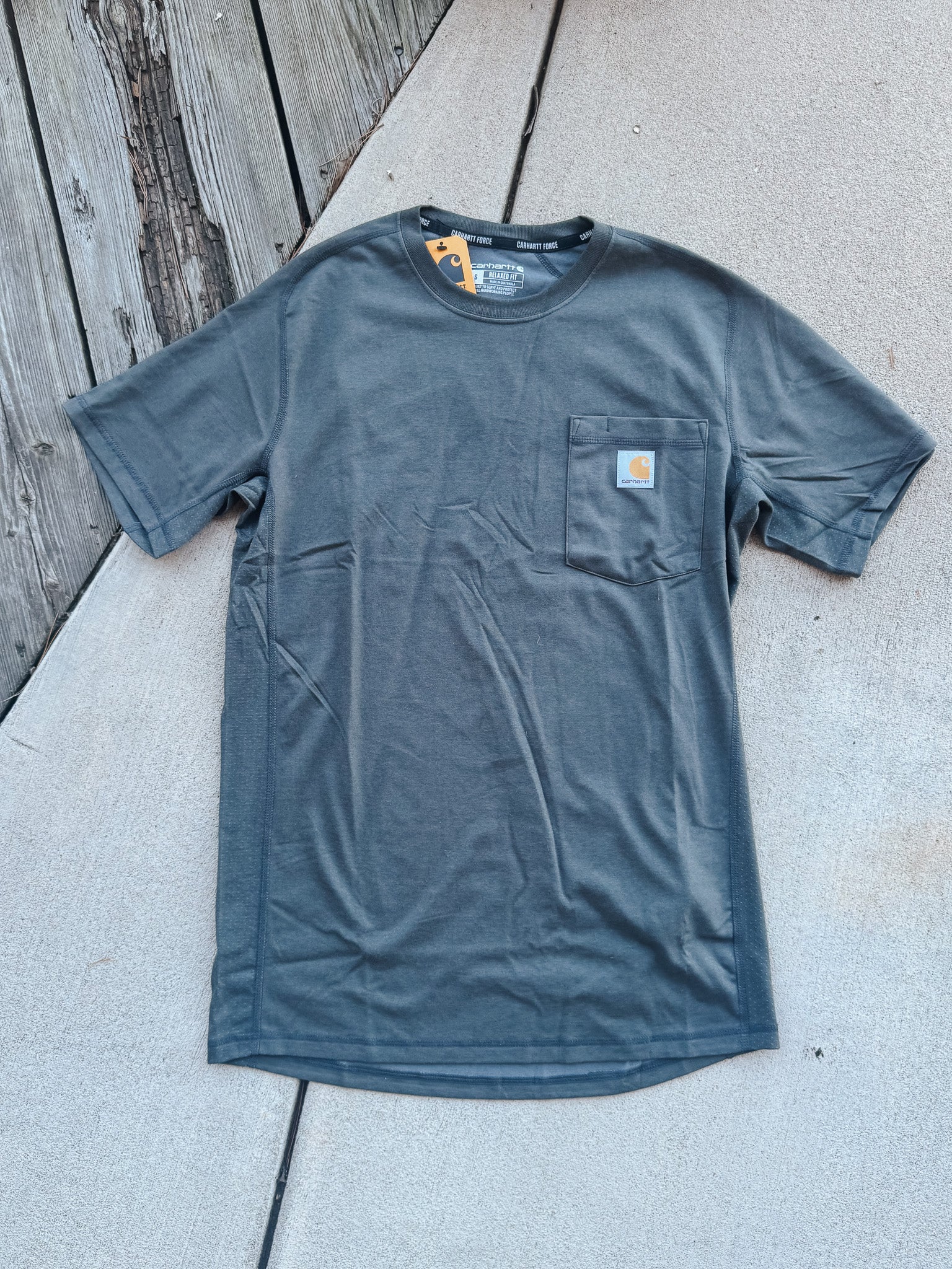 106652-CRH | Force Relaxed Fit Midweight Short Sleeve Pocket T-Shirt in Carbon Heather