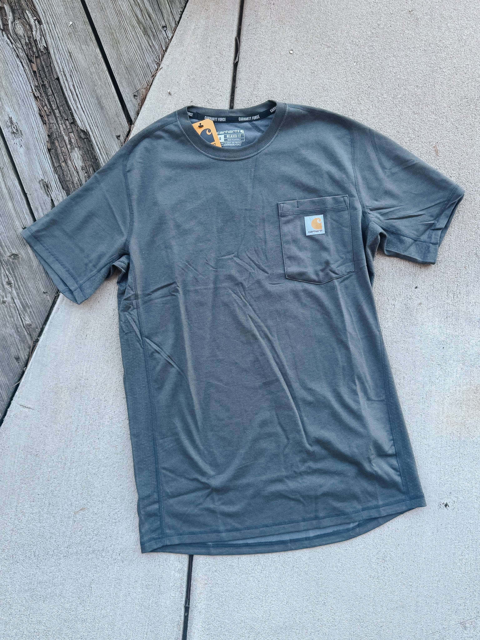 106652-CRH | Force Relaxed Fit Midweight Short Sleeve Pocket T-Shirt in Carbon Heather