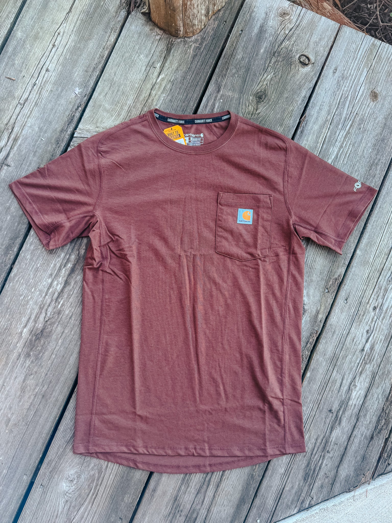 106652-B86 | Force Relaxed Fit Midweight Short Sleeve Pocket T-Shirt in Mocha Heather
