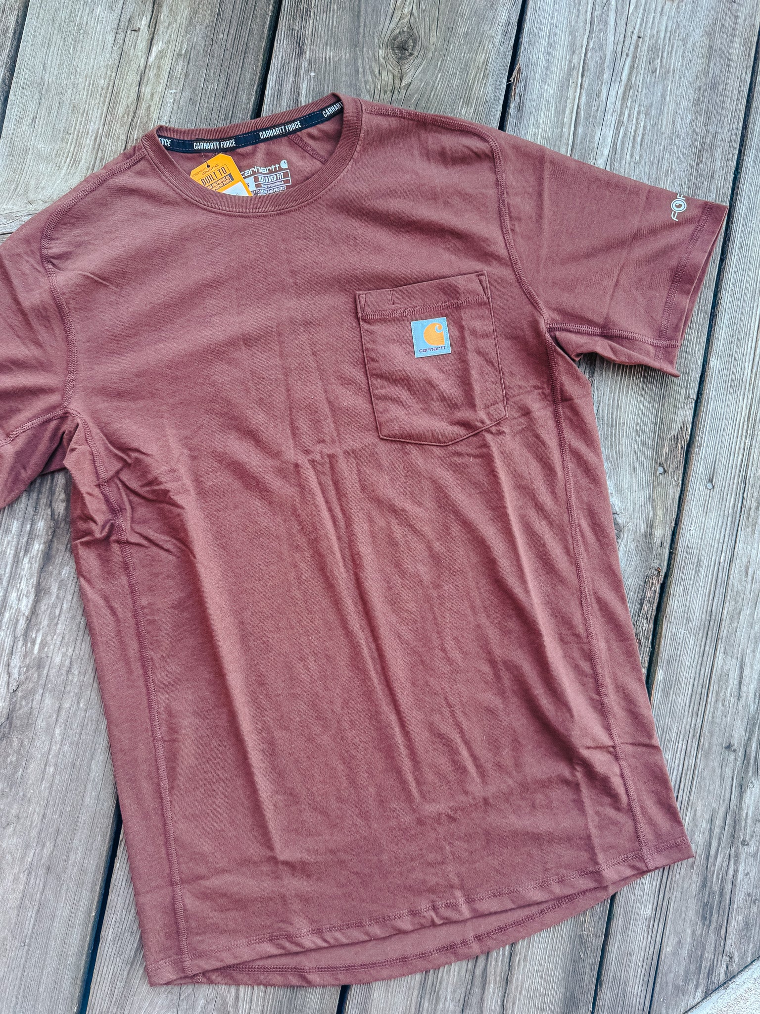 106652-B86 | Force Relaxed Fit Midweight Short Sleeve Pocket T-Shirt in Mocha Heather