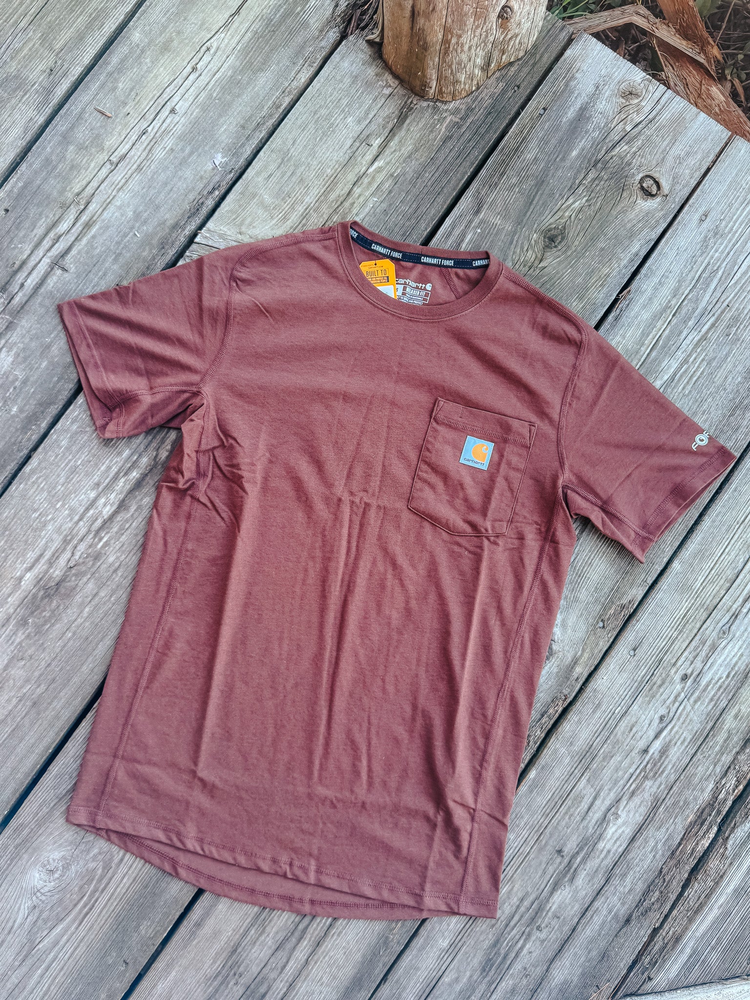 106652-B86 | Force Relaxed Fit Midweight Short Sleeve Pocket T-Shirt in Mocha Heather