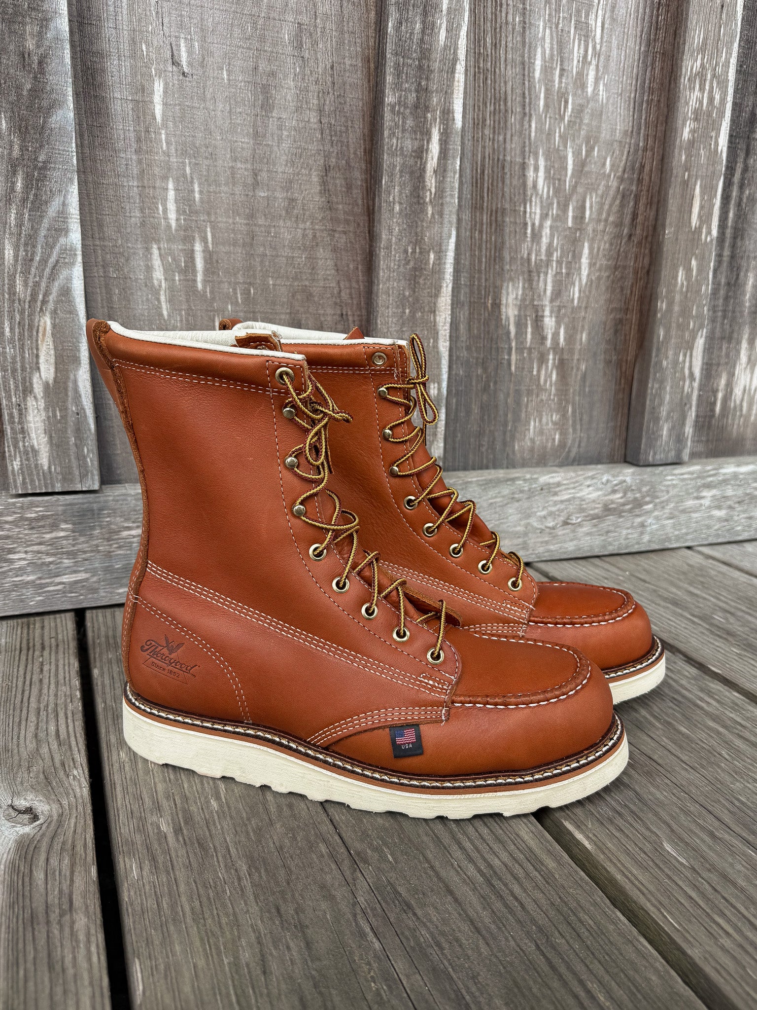 804-4208 | American Heritage  8″ Tobacco Steel Toe Work Boots