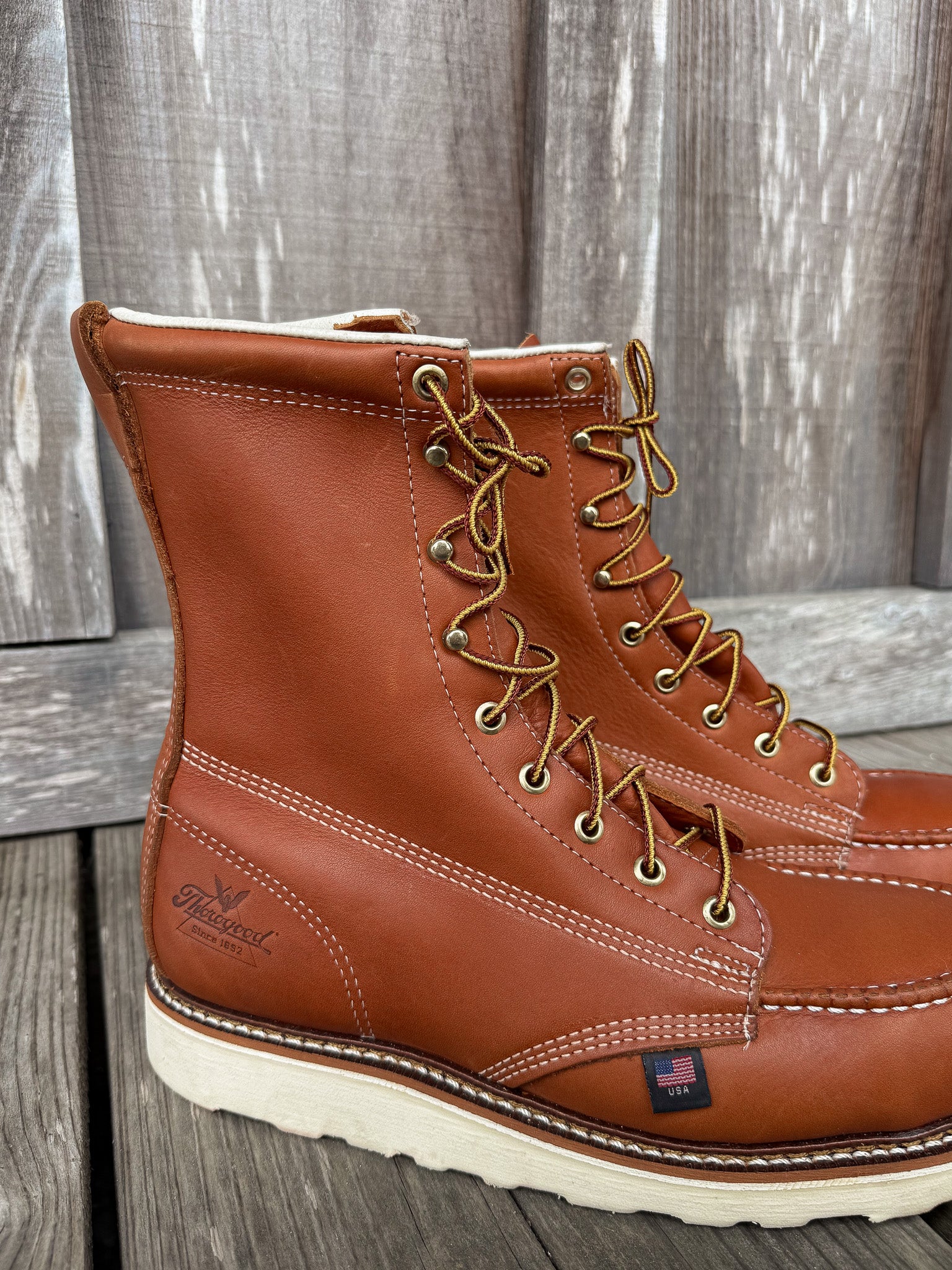 804-4208 | American Heritage  8″ Tobacco Steel Toe Work Boots