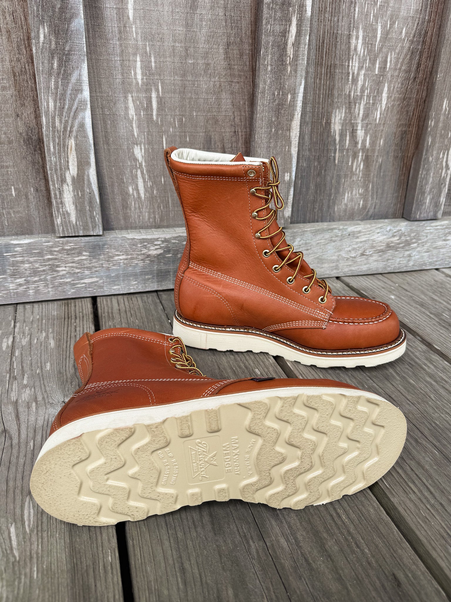 804-4208 | American Heritage  8″ Tobacco Steel Toe Work Boots