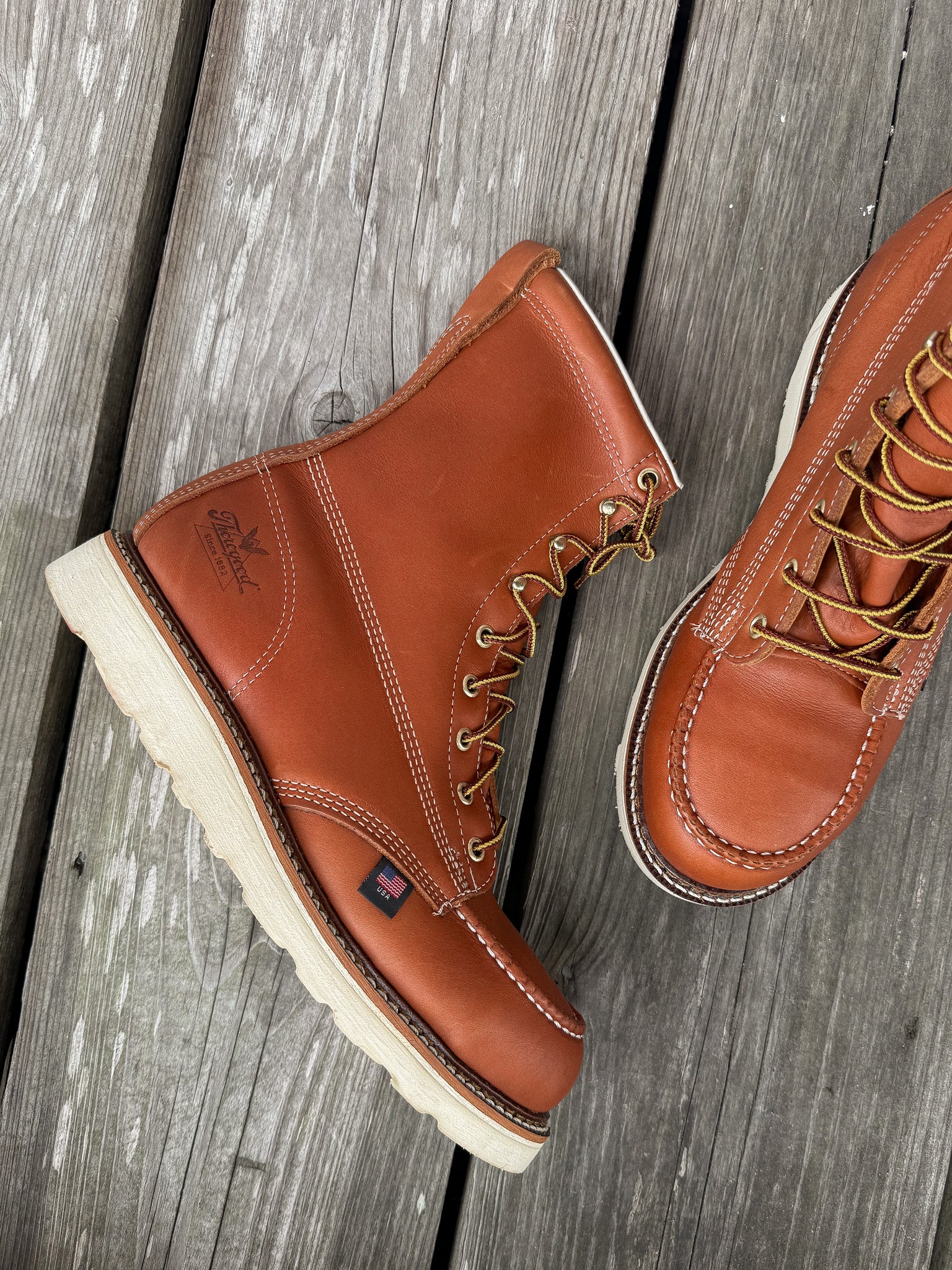 804-4208 | American Heritage  8″ Tobacco Steel Toe Work Boots
