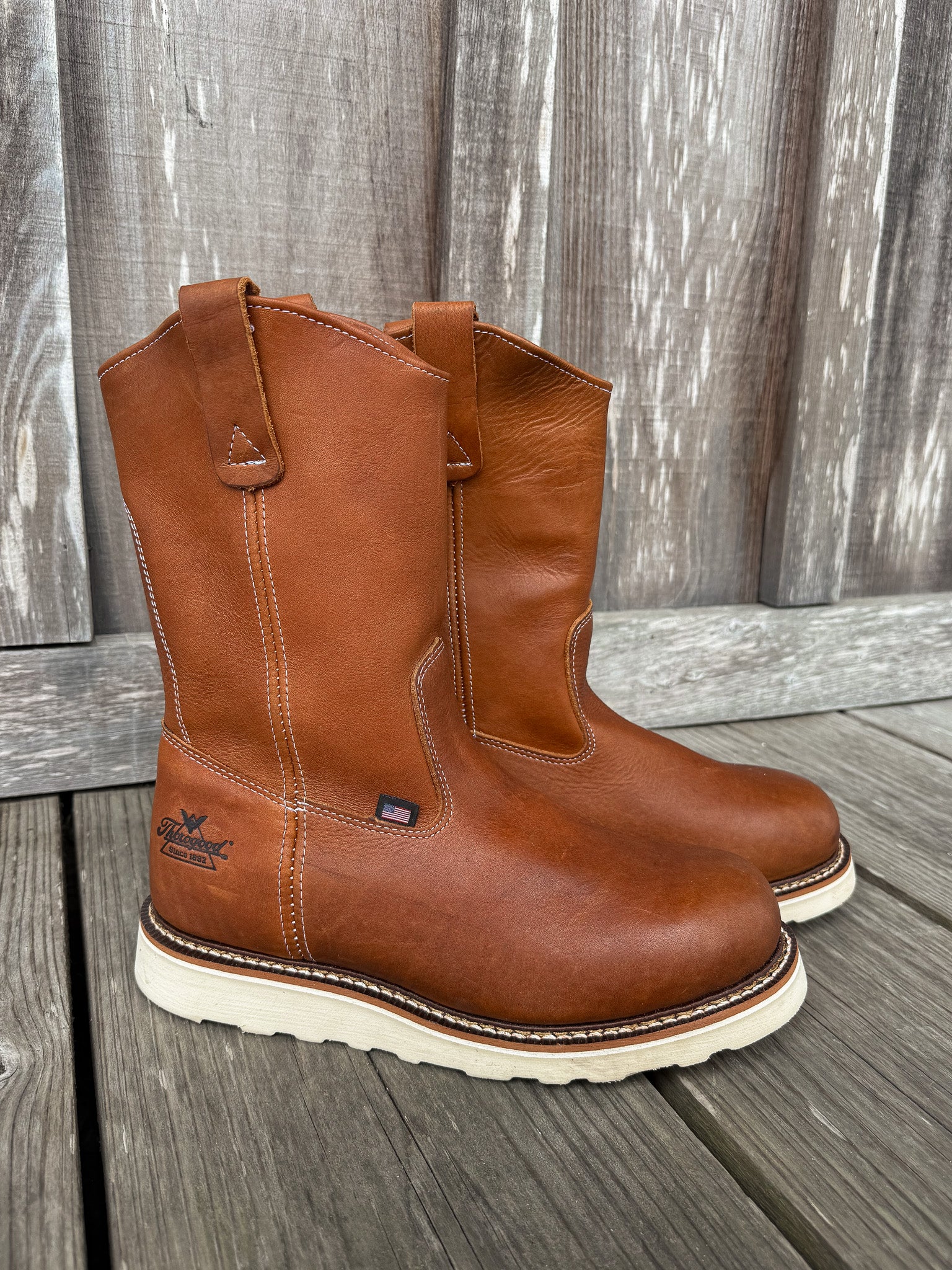 814-4208 | American Heritage Tobacco Wellington MAXWear Wedge Work Boots