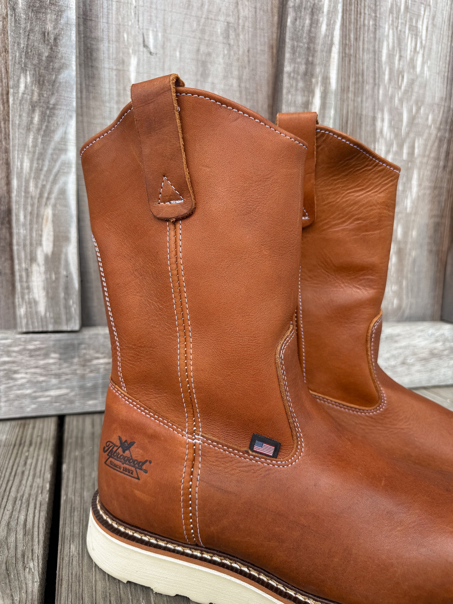 814-4208 | American Heritage Tobacco Wellington MAXWear Wedge Work Boots