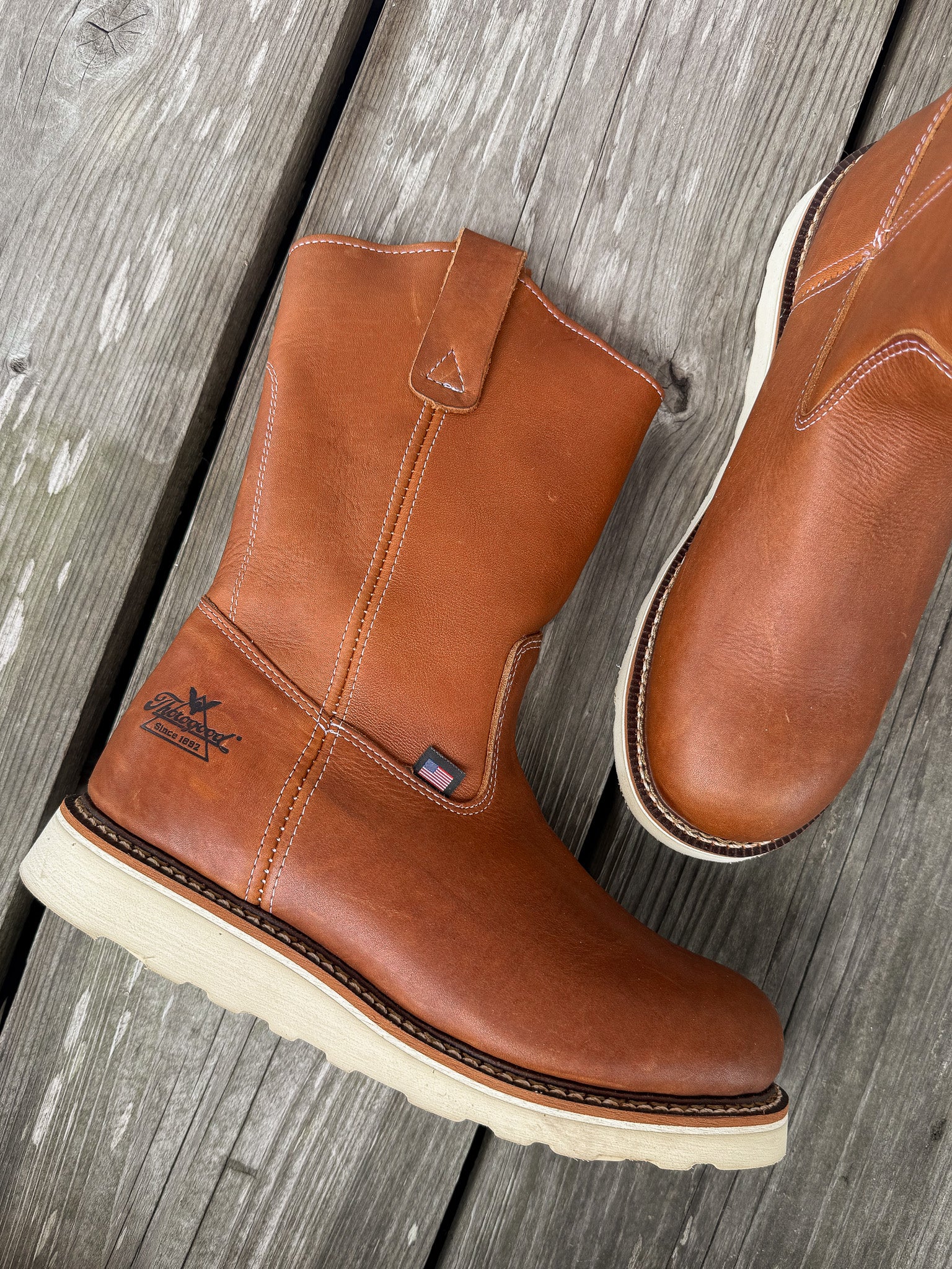 814-4208 | American Heritage Tobacco Wellington MAXWear Wedge Work Boots