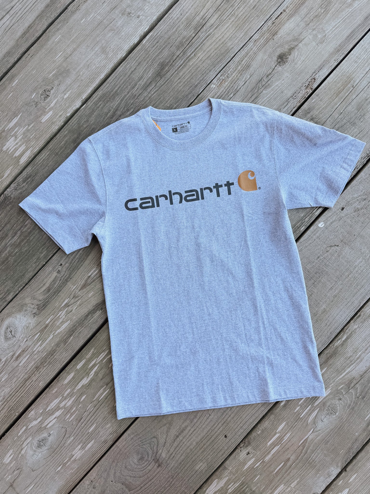 K195-HGY | Loose Fit Heavyweight Short-Sleeve Logo Graphic T-Shirt in Heather Grey