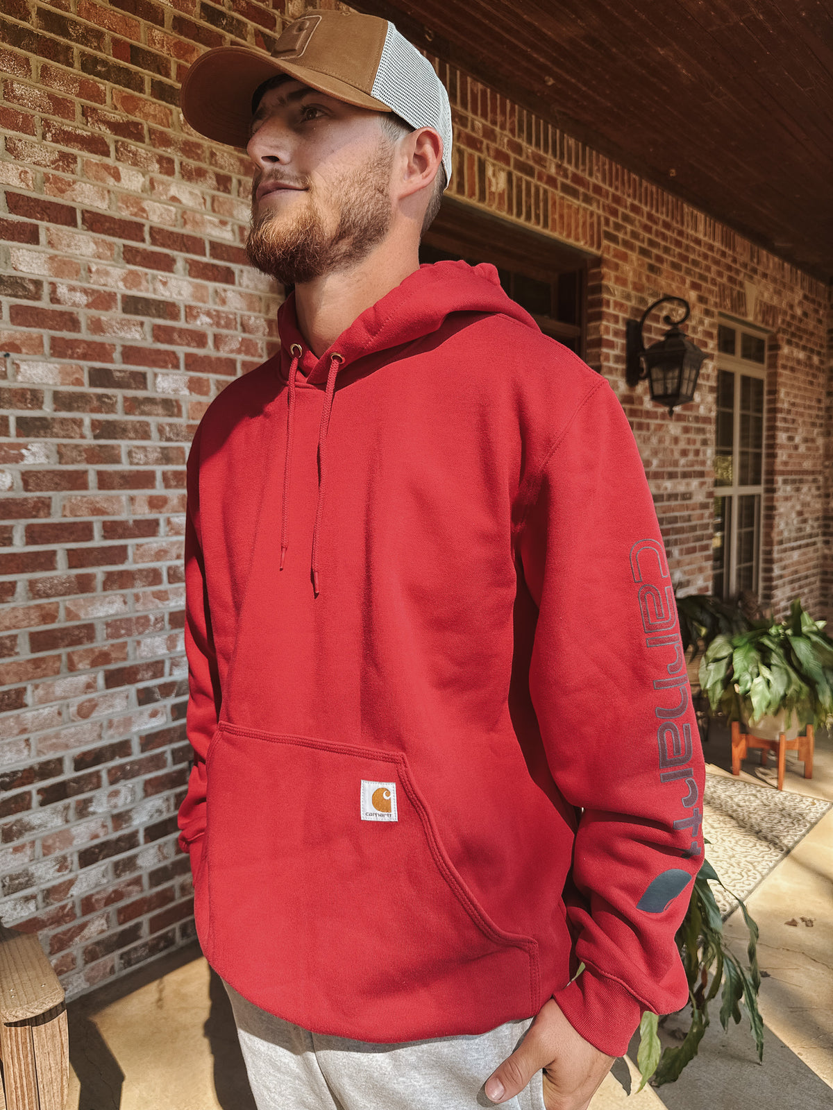 K288-R59 | Loose Fit Midweight Logo Hoodie - Red