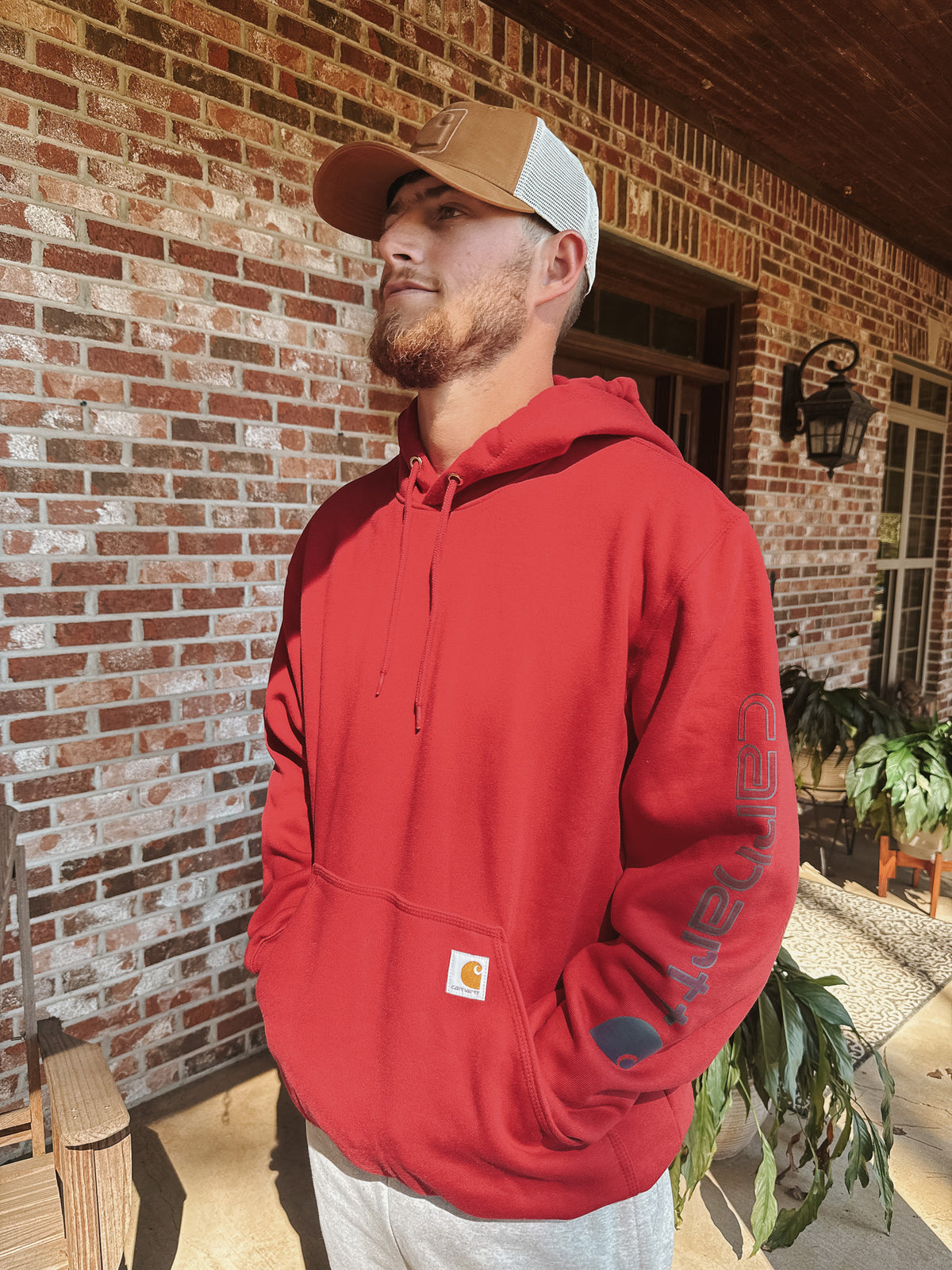K288-R59 | Loose Fit Midweight Logo Hoodie - Red