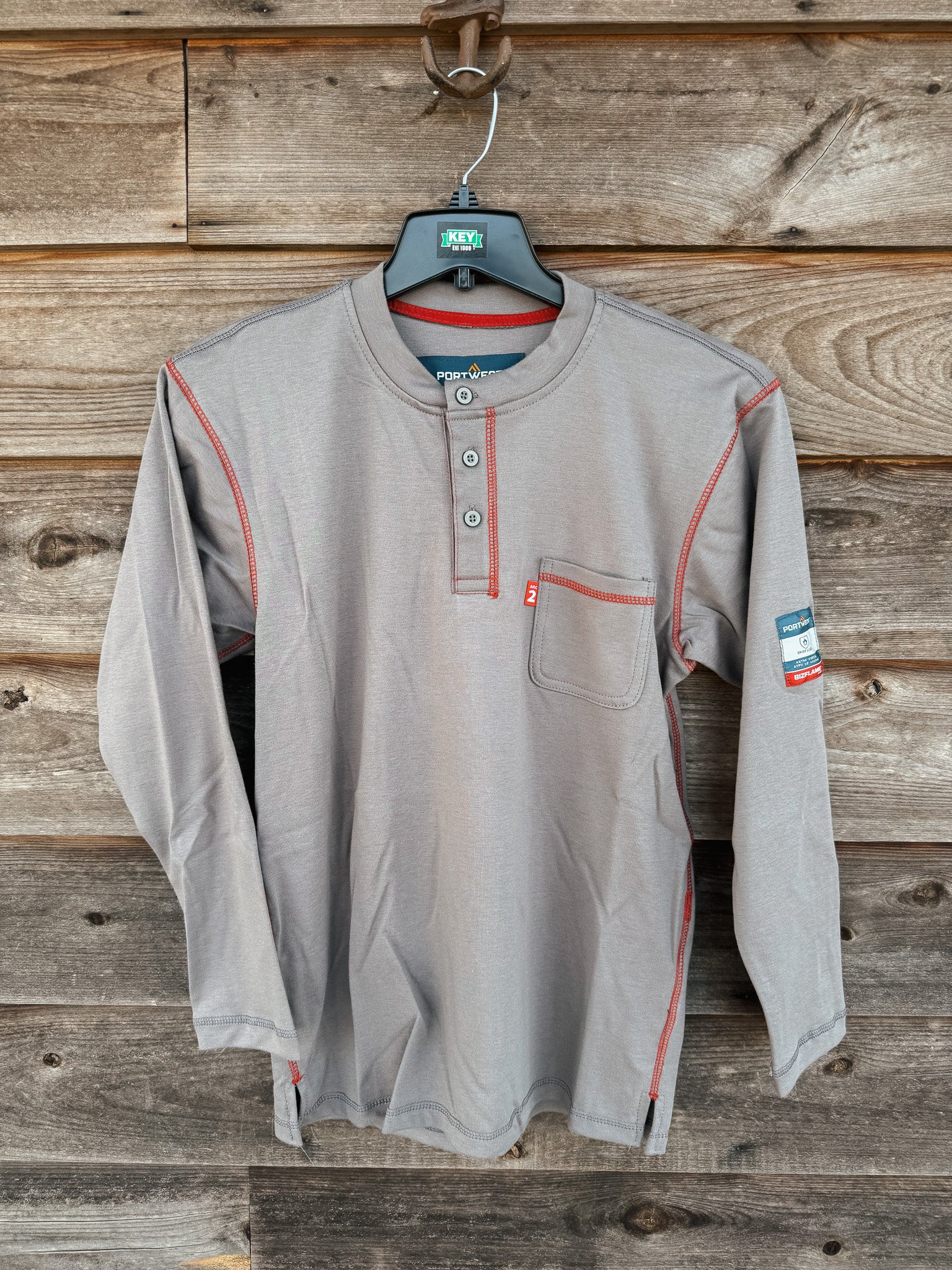 FR02GRR | FR Bizflame Knit Henley in Gray