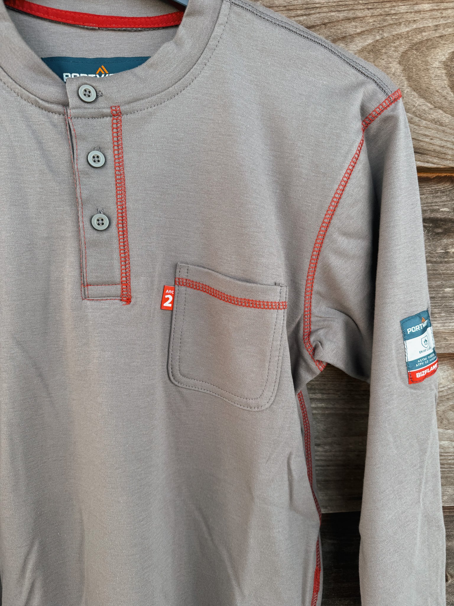 FR02GRR | FR Bizflame Knit Henley in Gray